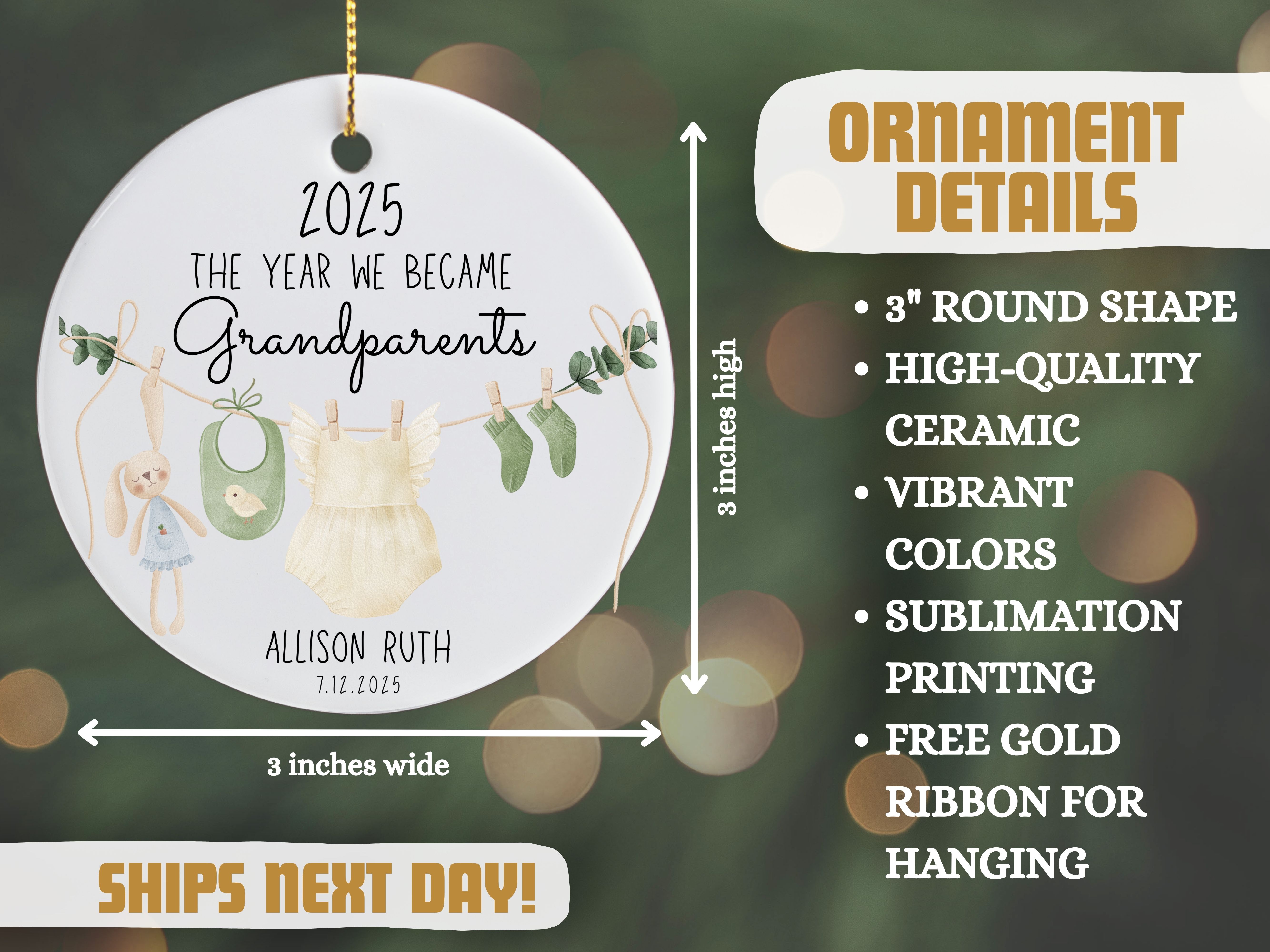 Personalized Year We Became Grandparents Ornament, Gift for First Grandparent Christmas, Family Keepsake, Milestone Year product thumbnail image
