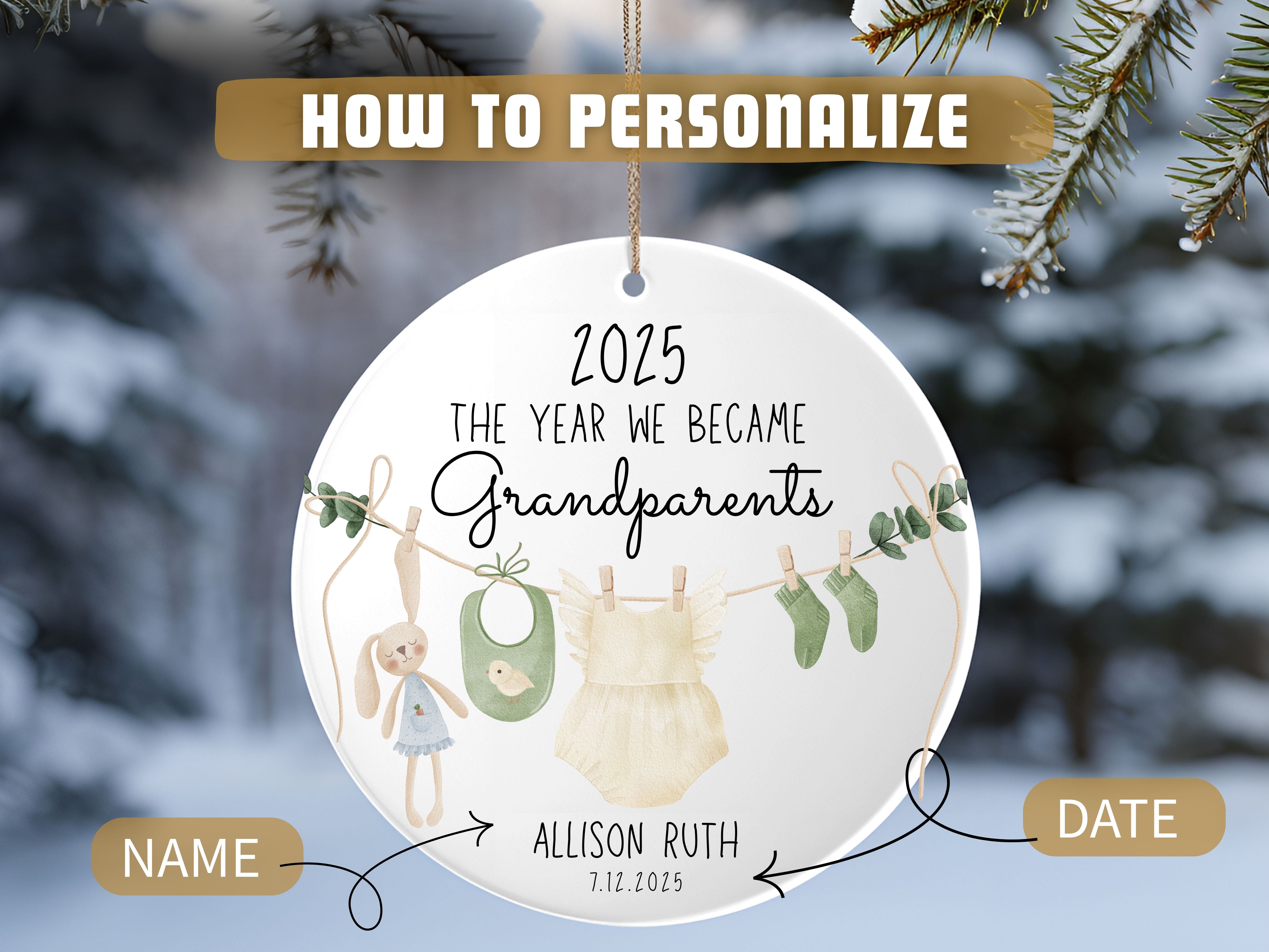 Personalized Year We Became Grandparents Ornament, Gift for First Grandparent Christmas, Family Keepsake, Milestone Year product thumbnail image