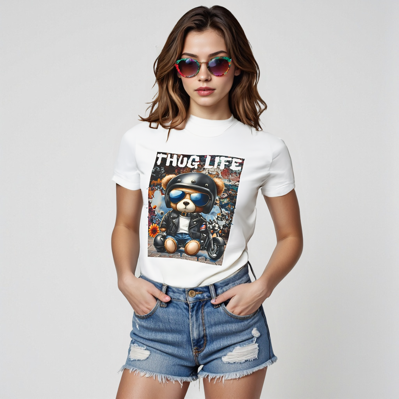 Biker Teddy Bear Thug Life Tee Biker Teddy Bear Thug Life Tee