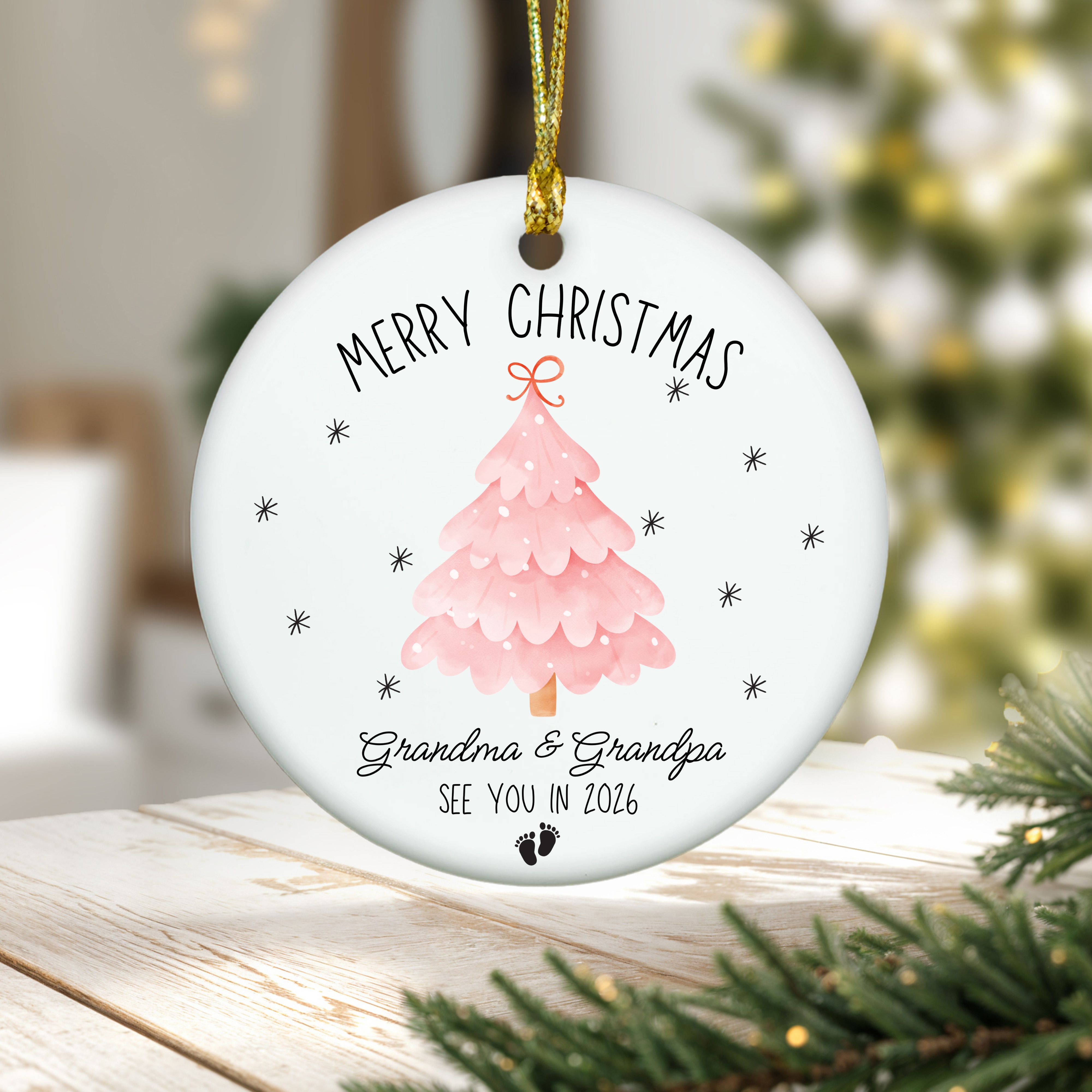 Grandparent Announcement Ornament, Surprise Gift for Grandma and Grandpa, Family Keepsake, New Granddaughter Gift product thumbnail image Grandparent Announcement Ornament, Surprise Gift for Grandma and Grandpa, Family Keepsake, New Granddaughter Gift product thumbnail image