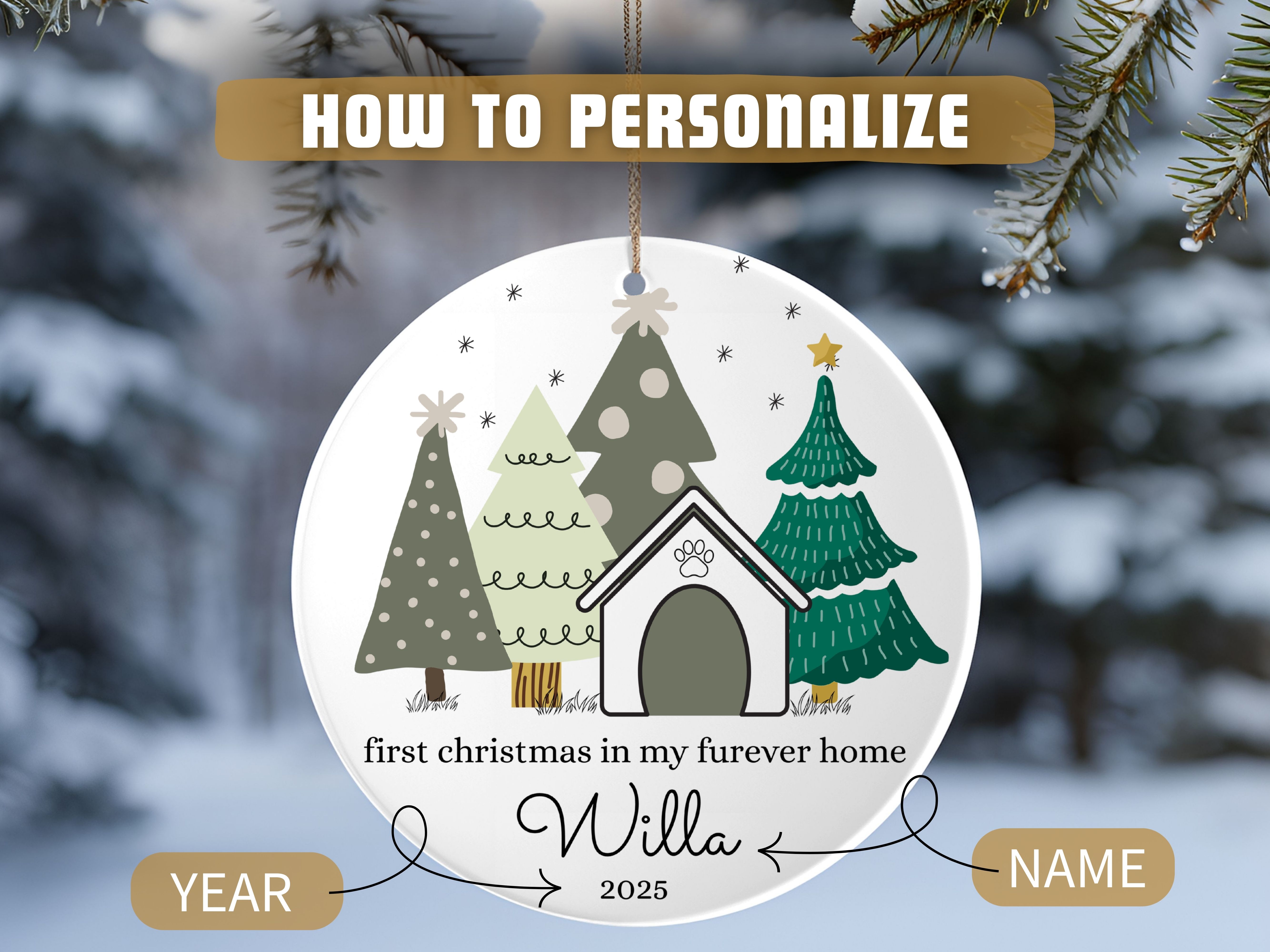 Dog's Furever Home Ornament, Perfect Gift for new Dog Owner, Family Keepsake, New Dog 2025 Ornament product thumbnail image