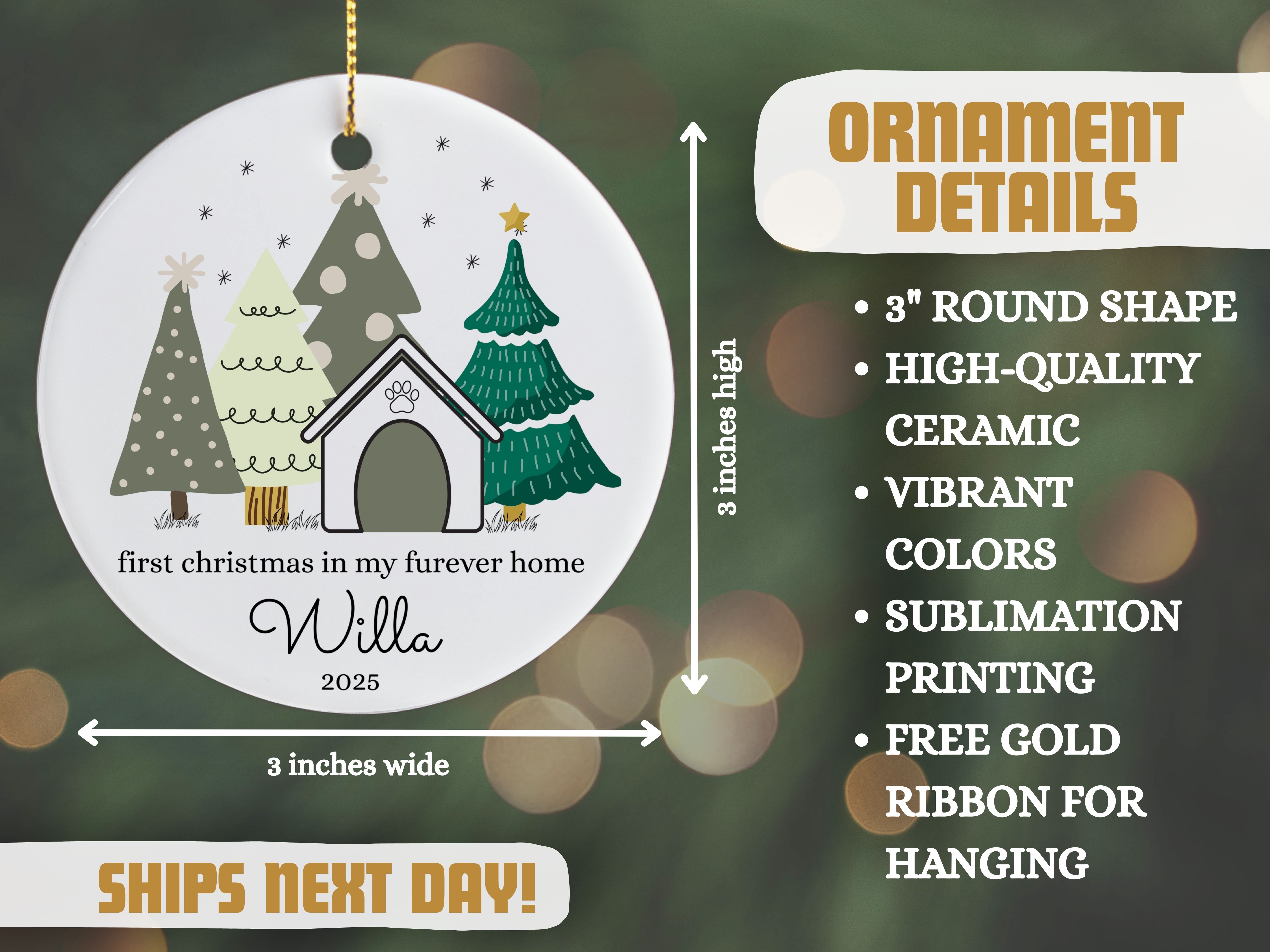 Dog's Furever Home Ornament, Perfect Gift for new Dog Owner, Family Keepsake, New Dog 2025 Ornament product thumbnail image