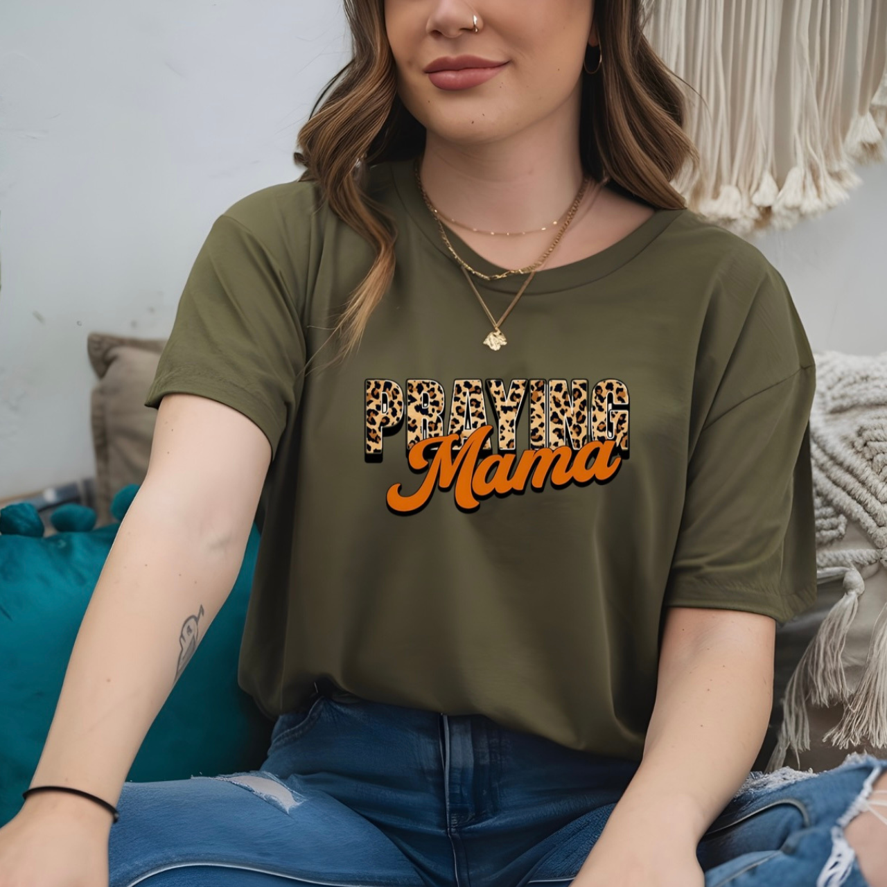 Praying Mama Unisex Garment-Dyed Christian Tshirt | Cozy Casual Christian Gift | S-4XL