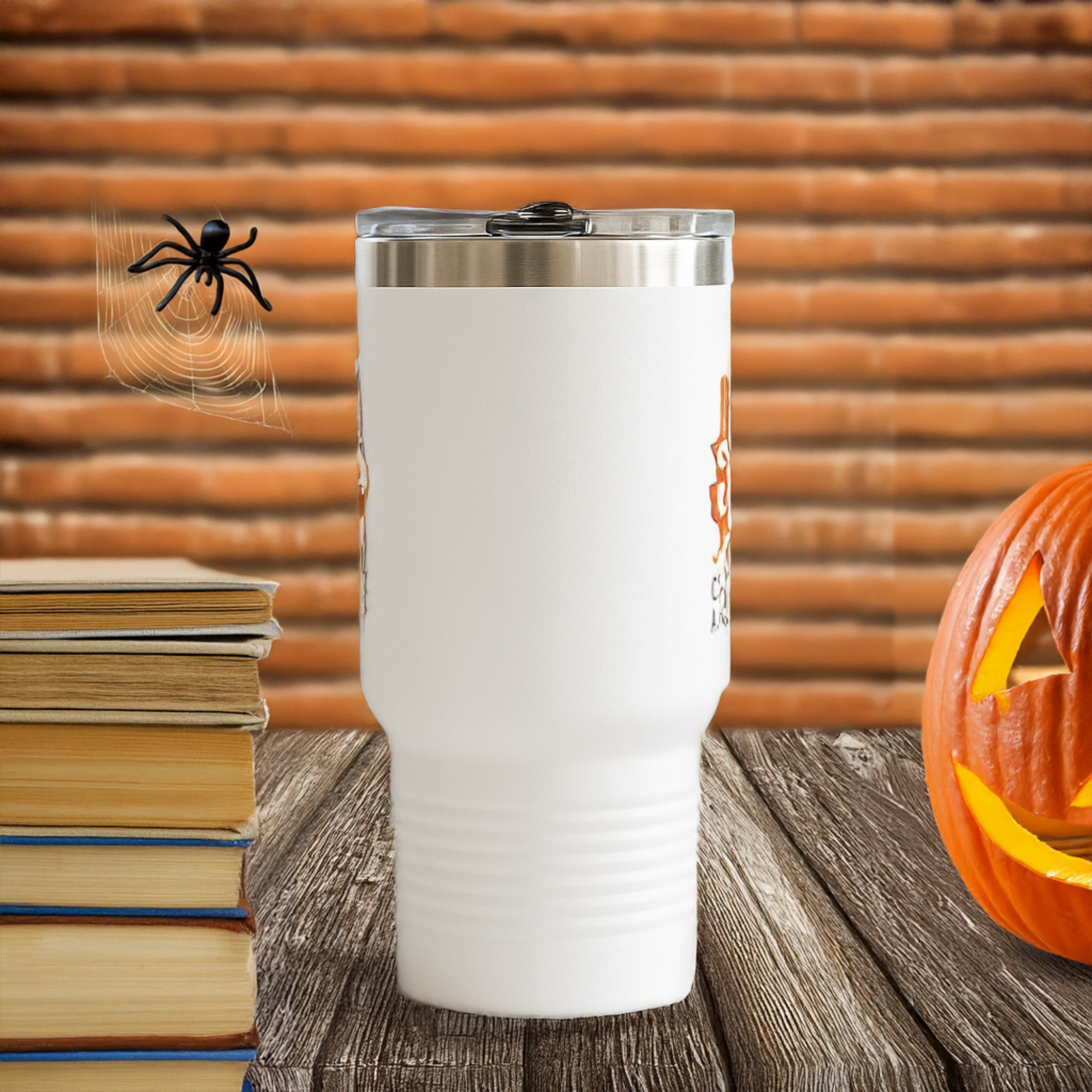 Cluck Around and Find Out Travel Mug | Funny Chicken Halloween Cup | Insulated Stainless Steel Coffee Tumbler with Handle product thumbnail image
