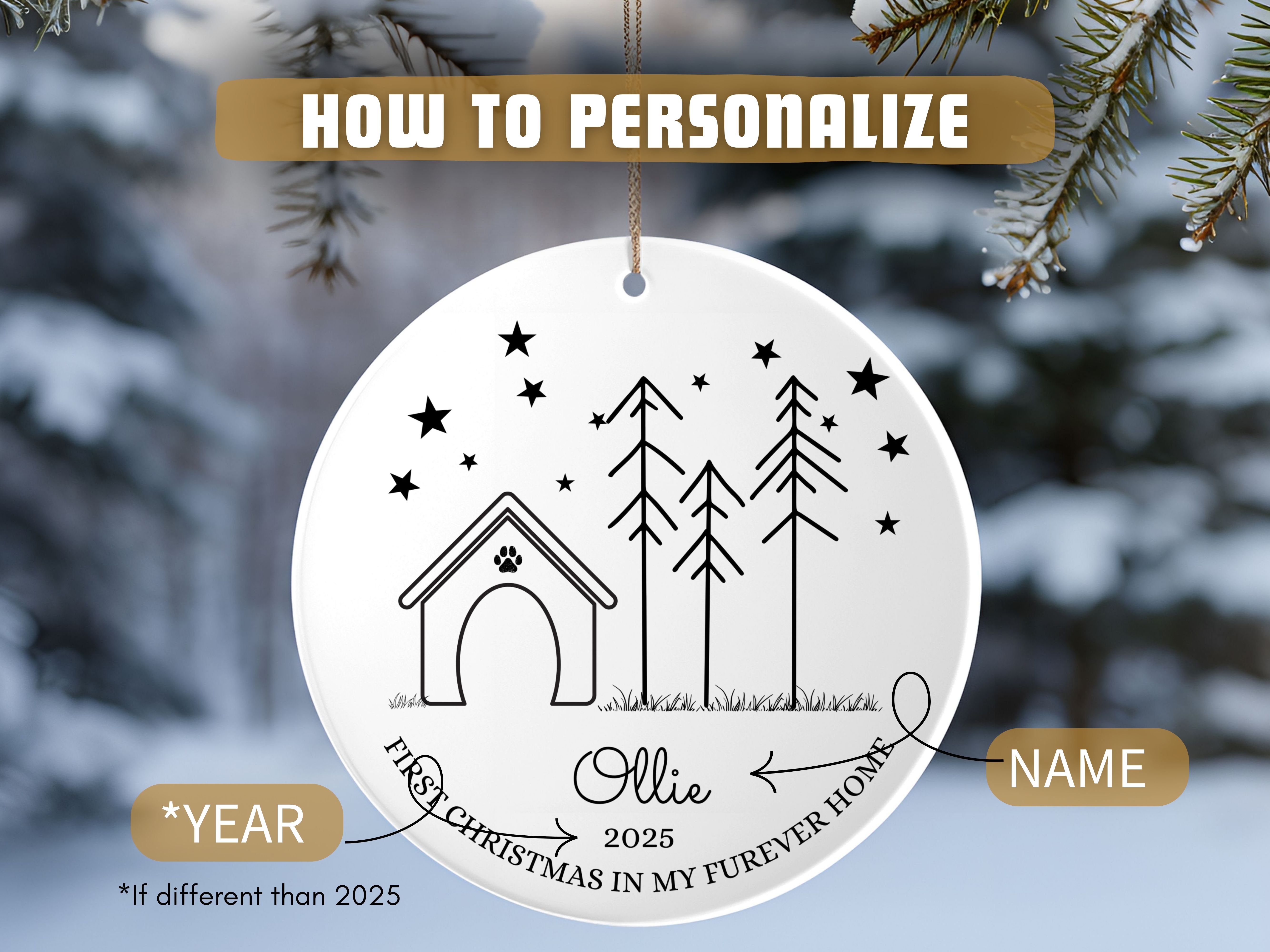 Dog's Furever Home Ornament, Perfect Gift for new Dog Owner, Family Keepsake, New Dog 2025 Ornament product thumbnail image Dog's Furever Home Ornament, Perfect Gift for new Dog Owner, Family Keepsake, New Dog 2025 Ornament product thumbnail image
