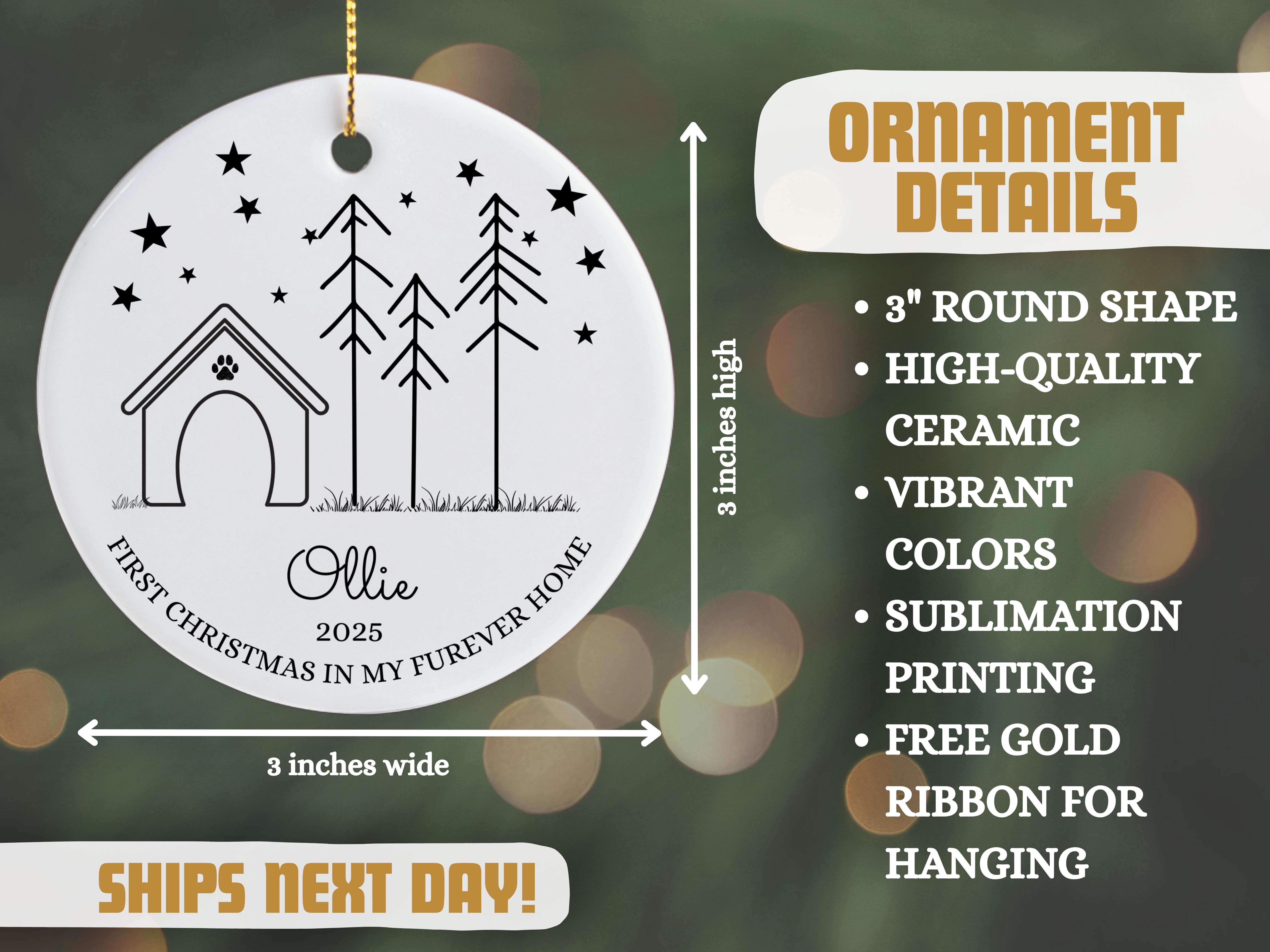 Dog's Furever Home Ornament, Perfect Gift for new Dog Owner, Family Keepsake, New Dog 2025 Ornament product thumbnail image