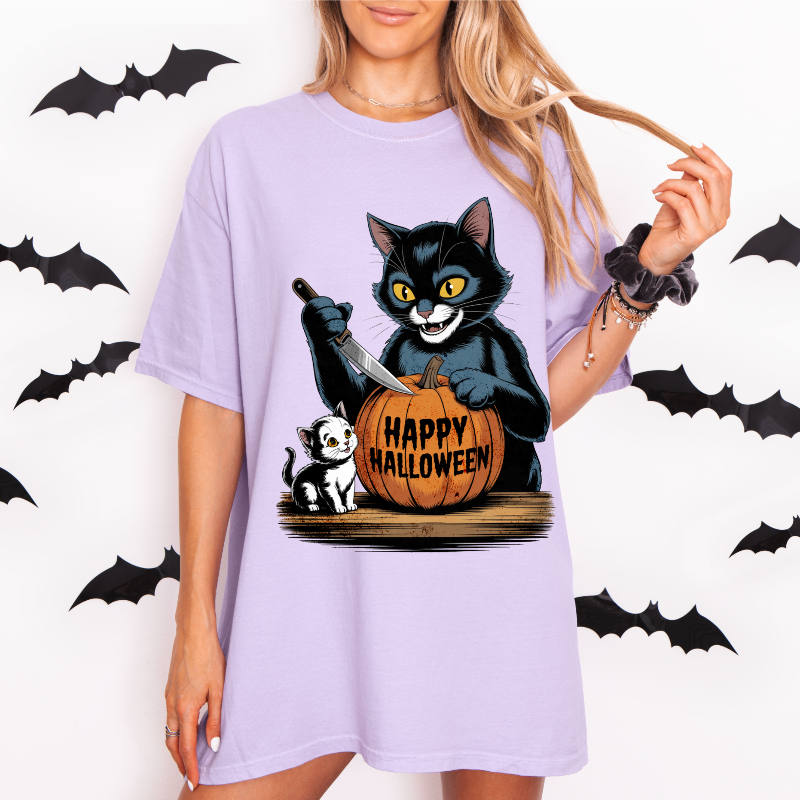 Black Cat Halloween Shirt – Funny Pumpkin Carving Graphic Tee, Spooky Season Cat Lover T-Shirt, Cute Oversized Happy Halloween Top Black Cat Halloween Shirt – Funny Pumpkin Carving Graphic Tee, Spooky Season Cat Lover T-Shirt, Cute Oversized Happy Halloween Top