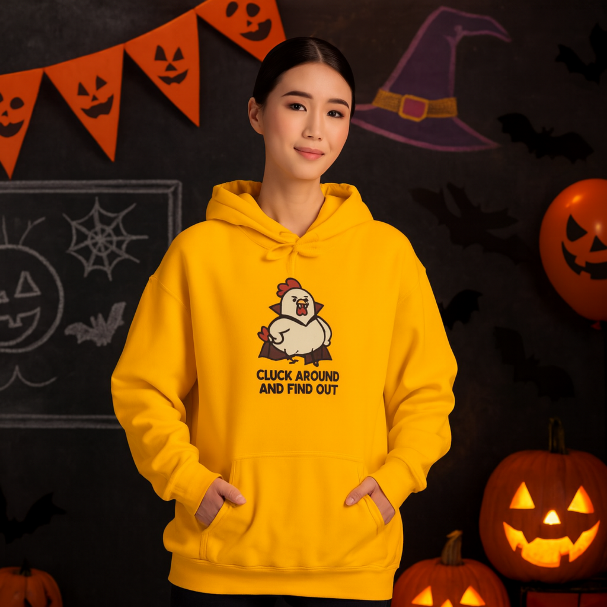 Cluck Around and Find Out Chicken Hoodie Funny Halloween Unisex Hoodie Farm Animal Graphic Sweatshirt Cozy Fall Hoodie Gift product thumbnail image Cluck Around and Find Out Chicken Hoodie Funny Halloween Unisex Hoodie Farm Animal Graphic Sweatshirt Cozy Fall Hoodie Gift product thumbnail image