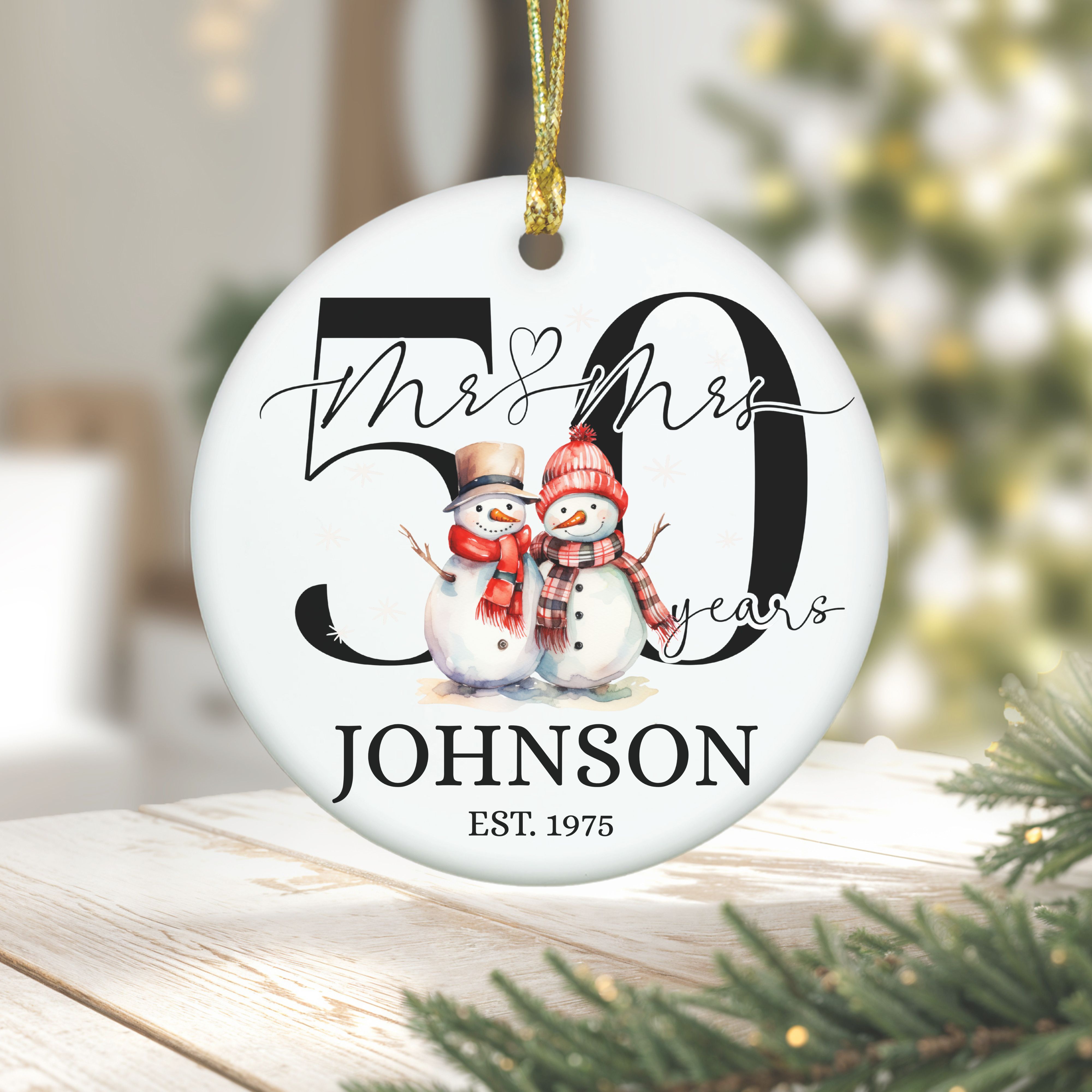 Married 50 Years Ornament, Perfect Gift for Golden Anniversary, Family Keepsake, 50 years Wed Ornament, 1975 product thumbnail image Married 50 Years Ornament, Perfect Gift for Golden Anniversary, Family Keepsake, 50 years Wed Ornament, 1975 product thumbnail image