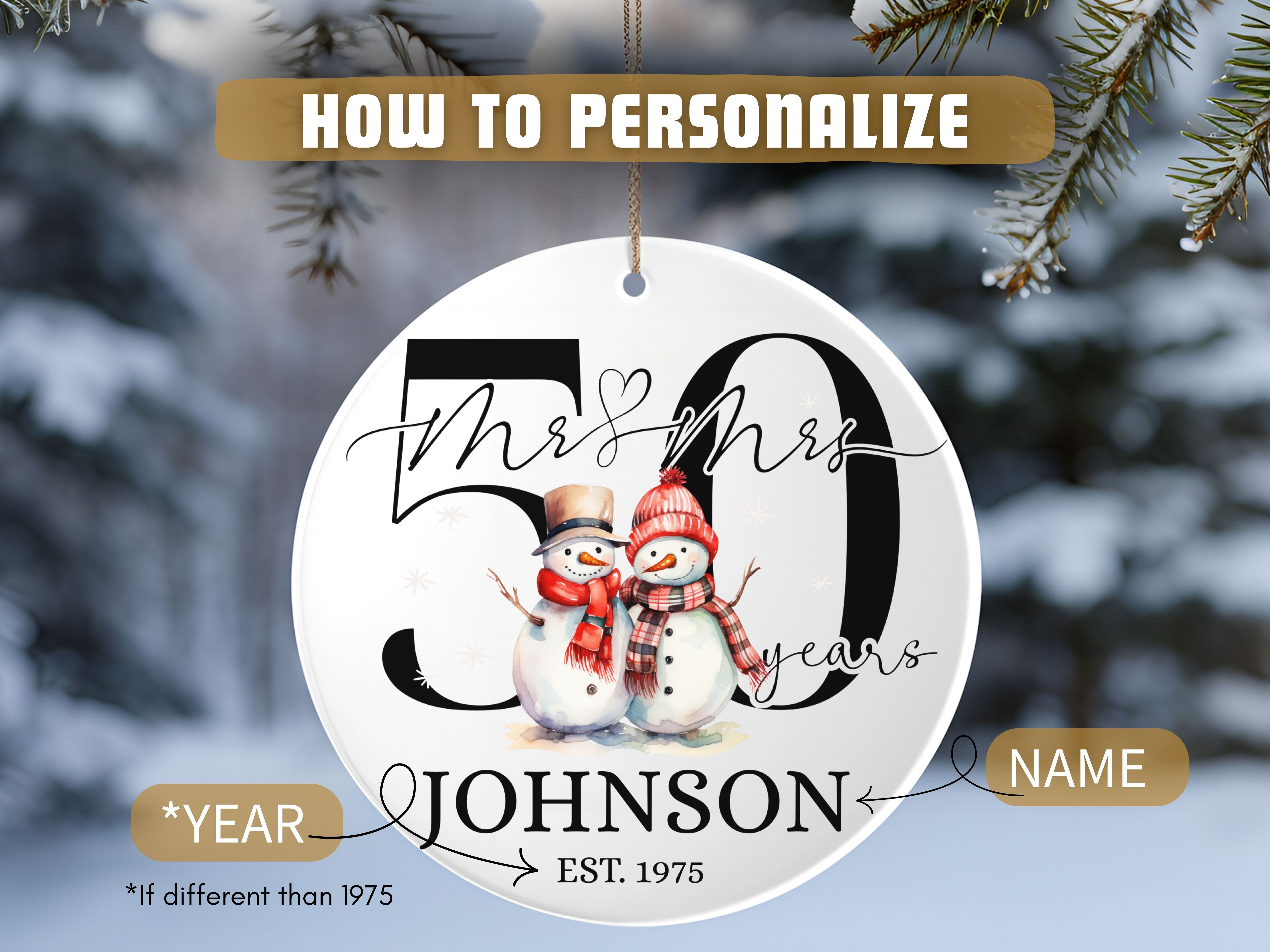 Married 50 Years Ornament, Perfect Gift for Golden Anniversary, Family Keepsake, 50 years Wed Ornament, 1975 product thumbnail image