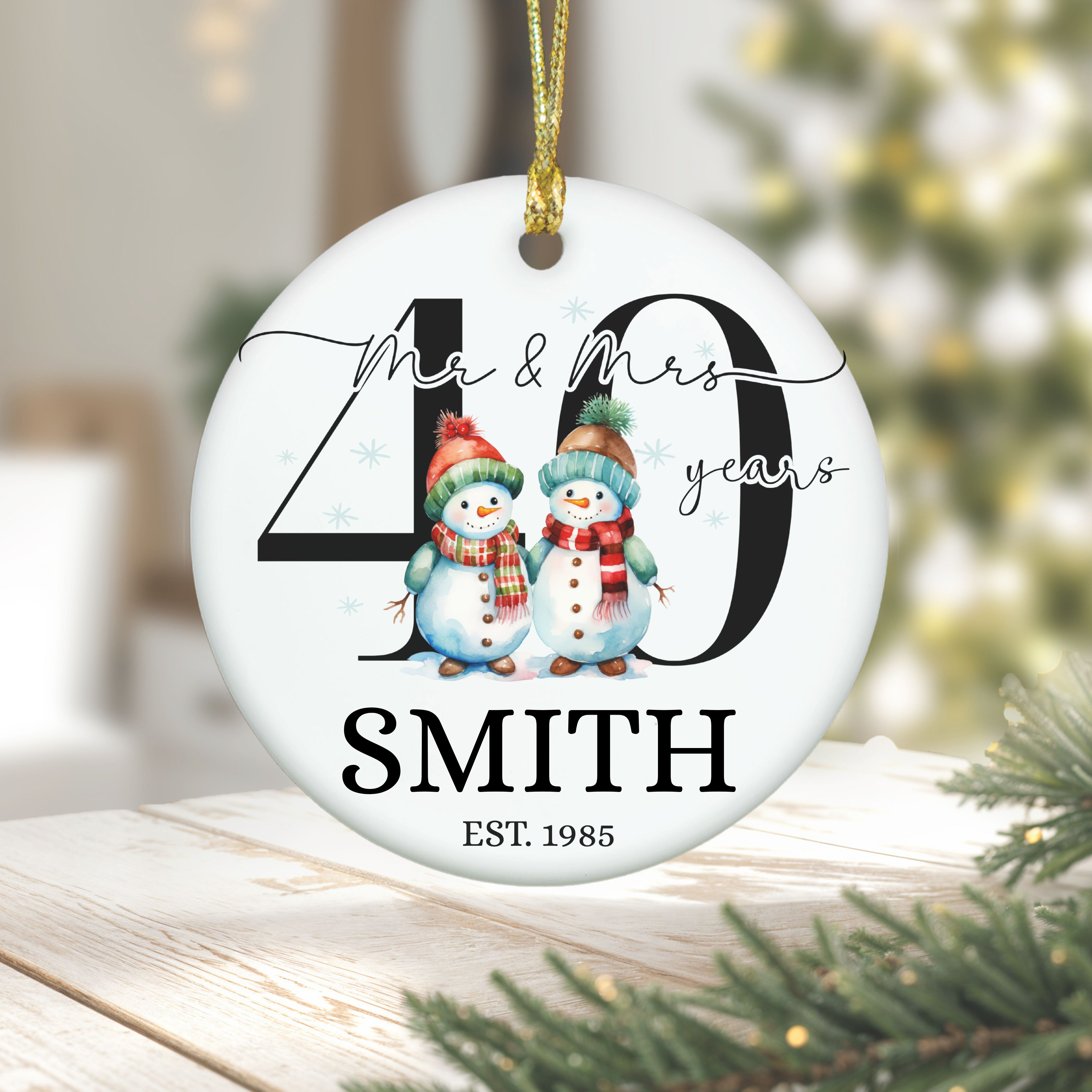 Married 40 Years Ornament, Perfect Gift for Couple's Anniversary, Family Keepsake, 40 years Wed Ornament, 1985 product thumbnail image Married 40 Years Ornament, Perfect Gift for Couple's Anniversary, Family Keepsake, 40 years Wed Ornament, 1985 product thumbnail image