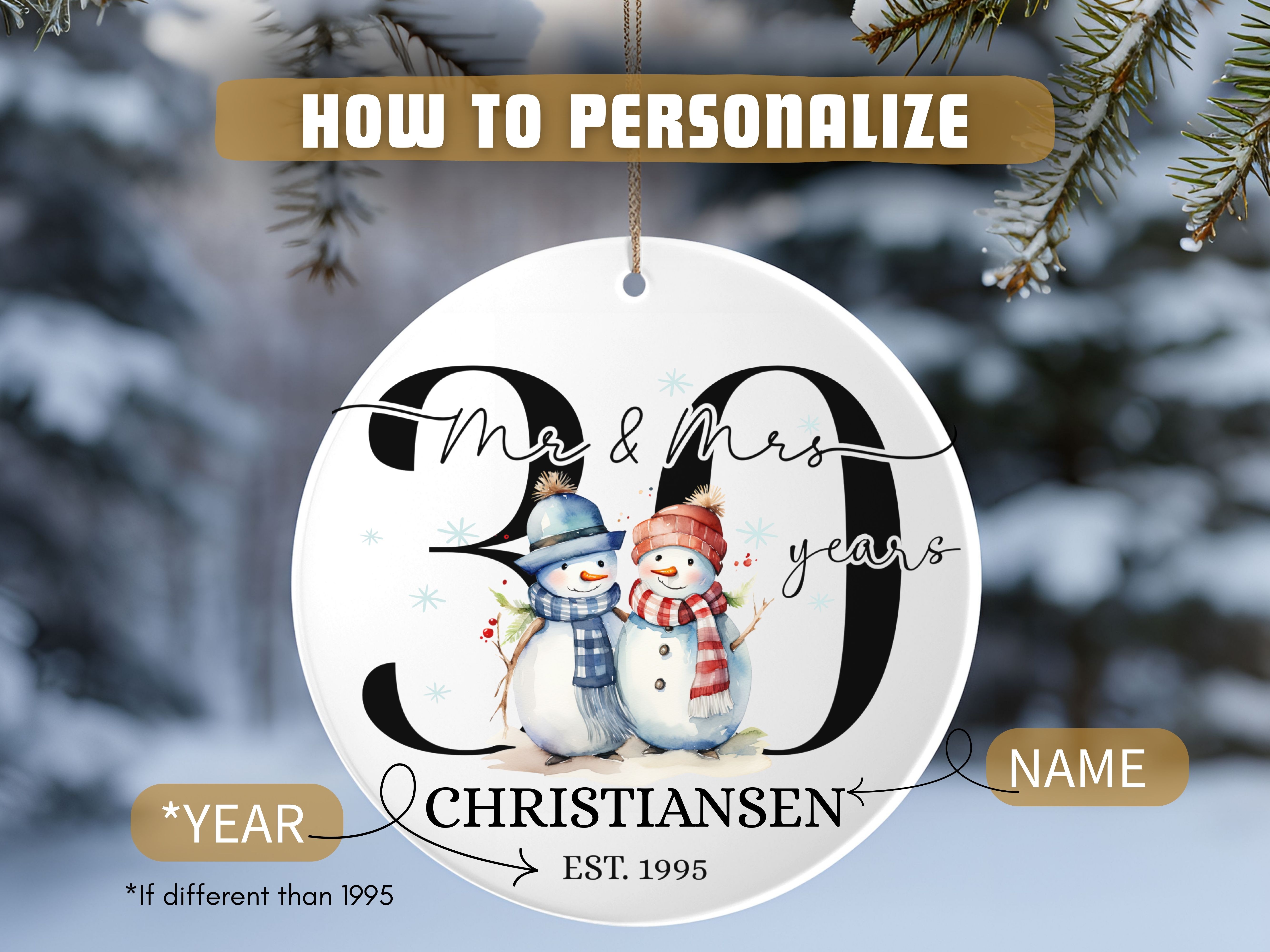 Married 30 Years Ornament, Perfect Gift for Couple's Anniversary, Family Keepsake, 30 years Wed Ornament, 1995 product thumbnail image Married 30 Years Ornament, Perfect Gift for Couple's Anniversary, Family Keepsake, 30 years Wed Ornament, 1995 product thumbnail image
