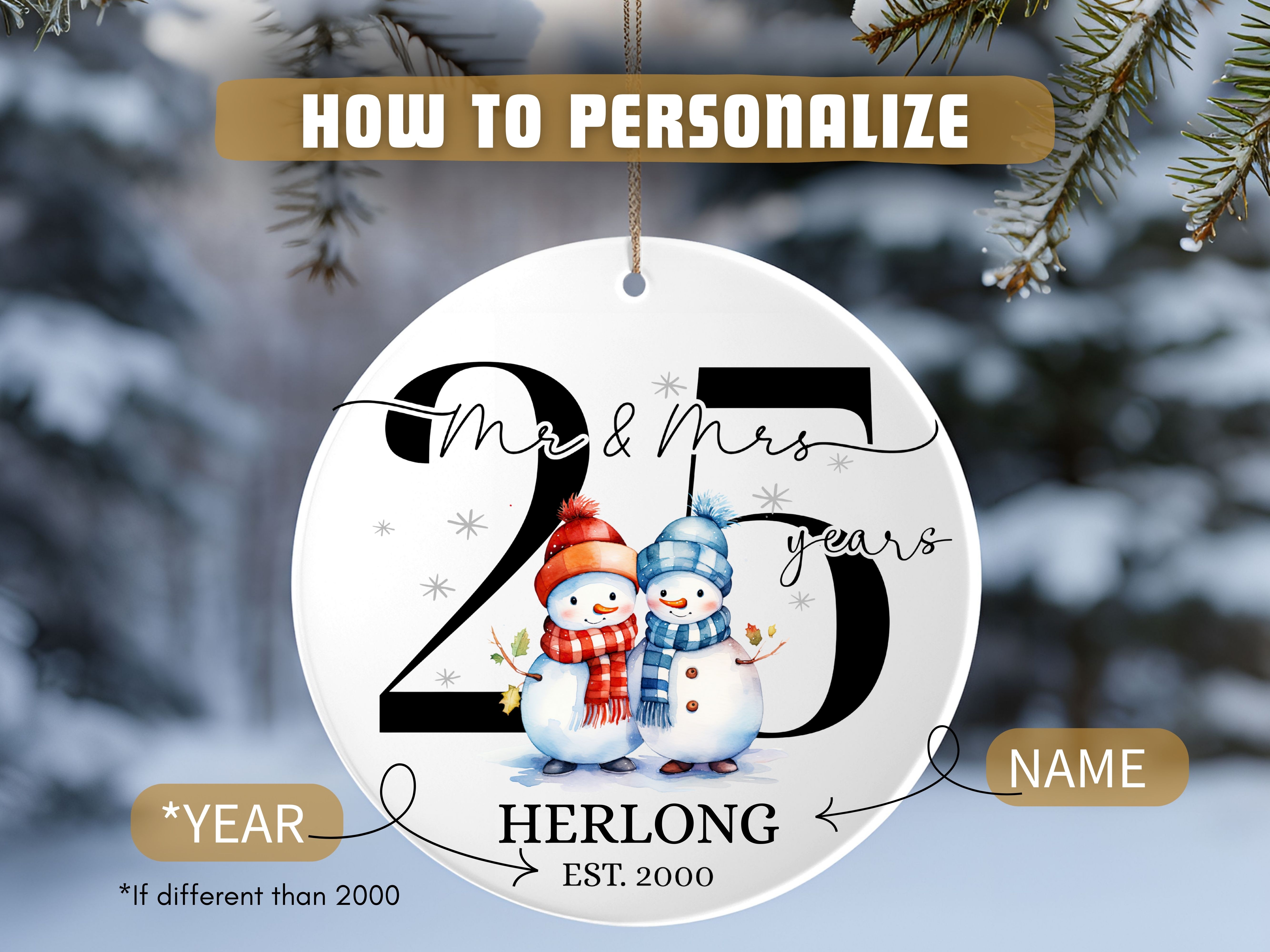 Married 25 Years Ornament, Perfect Gift for Couple's Anniversary, Family Keepsake, 25 years Wed Ornament, 2000 product thumbnail image Married 25 Years Ornament, Perfect Gift for Couple's Anniversary, Family Keepsake, 25 years Wed Ornament, 2000 product thumbnail image