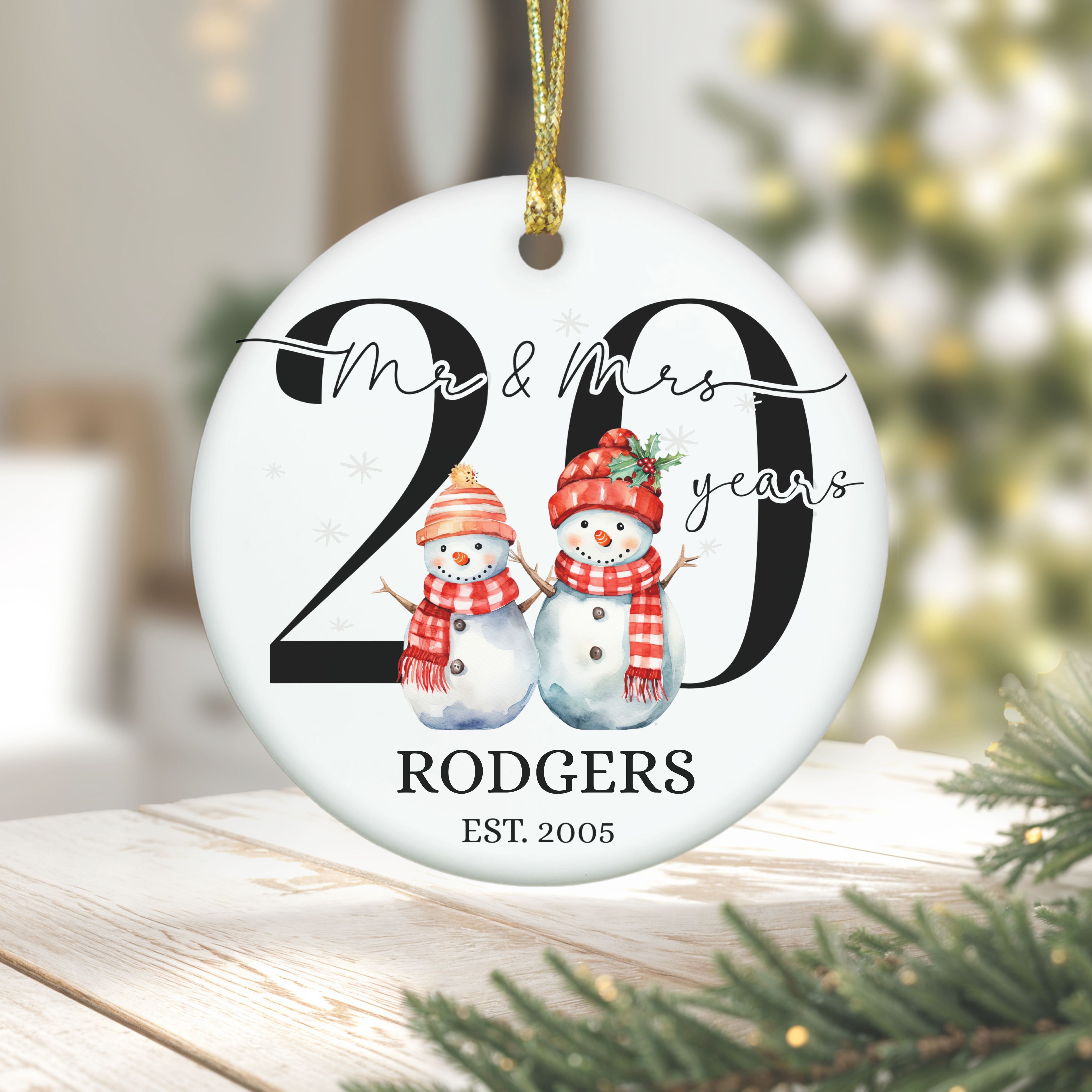 Married 20 Years Ornament, Perfect Gift for Couple's Anniversary, Family Keepsake, 20 years Wed Ornament, 2005