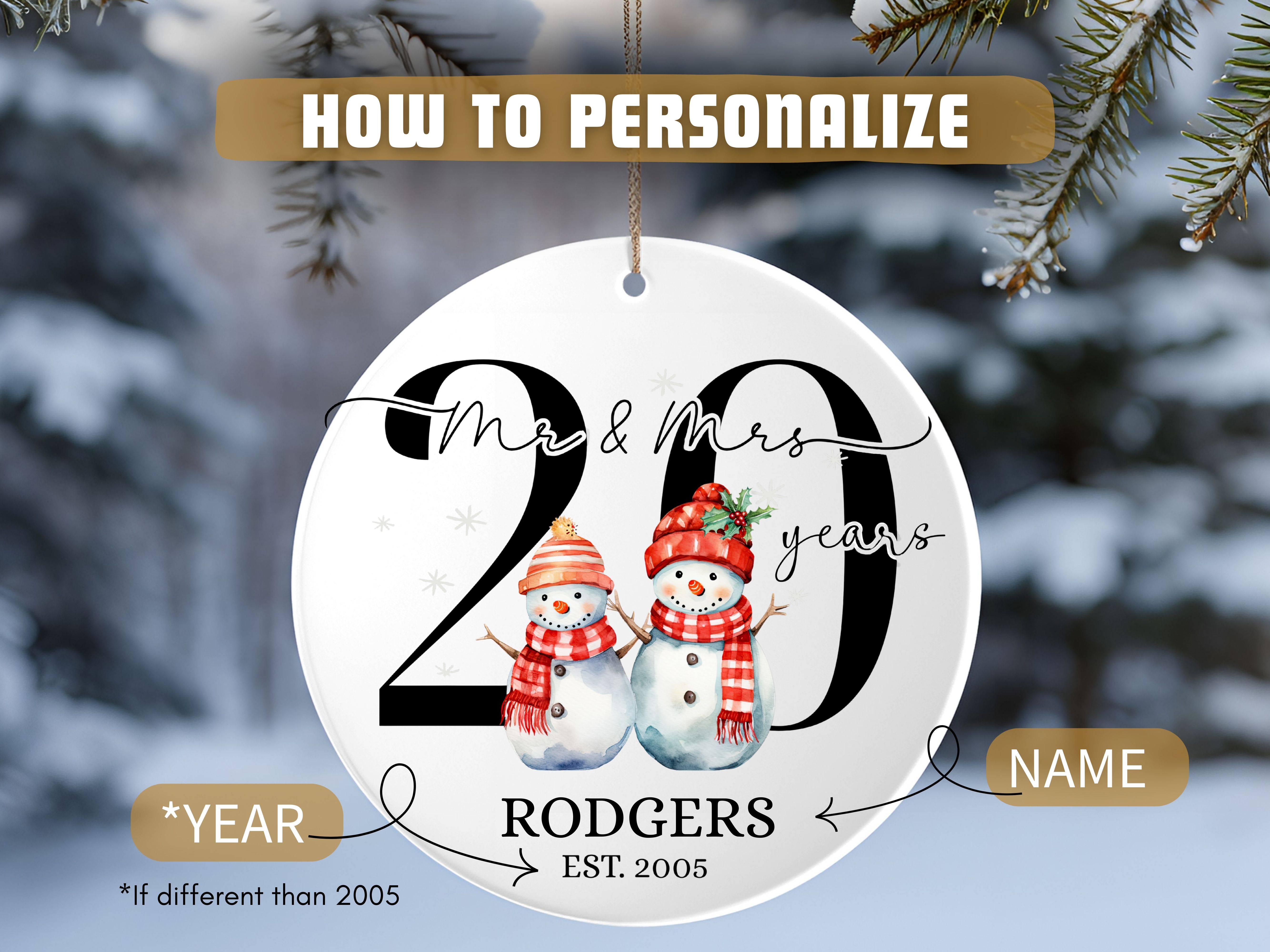 Married 20 Years Ornament, Perfect Gift for Couple's Anniversary, Family Keepsake, 20 years Wed Ornament, 2005 product thumbnail image