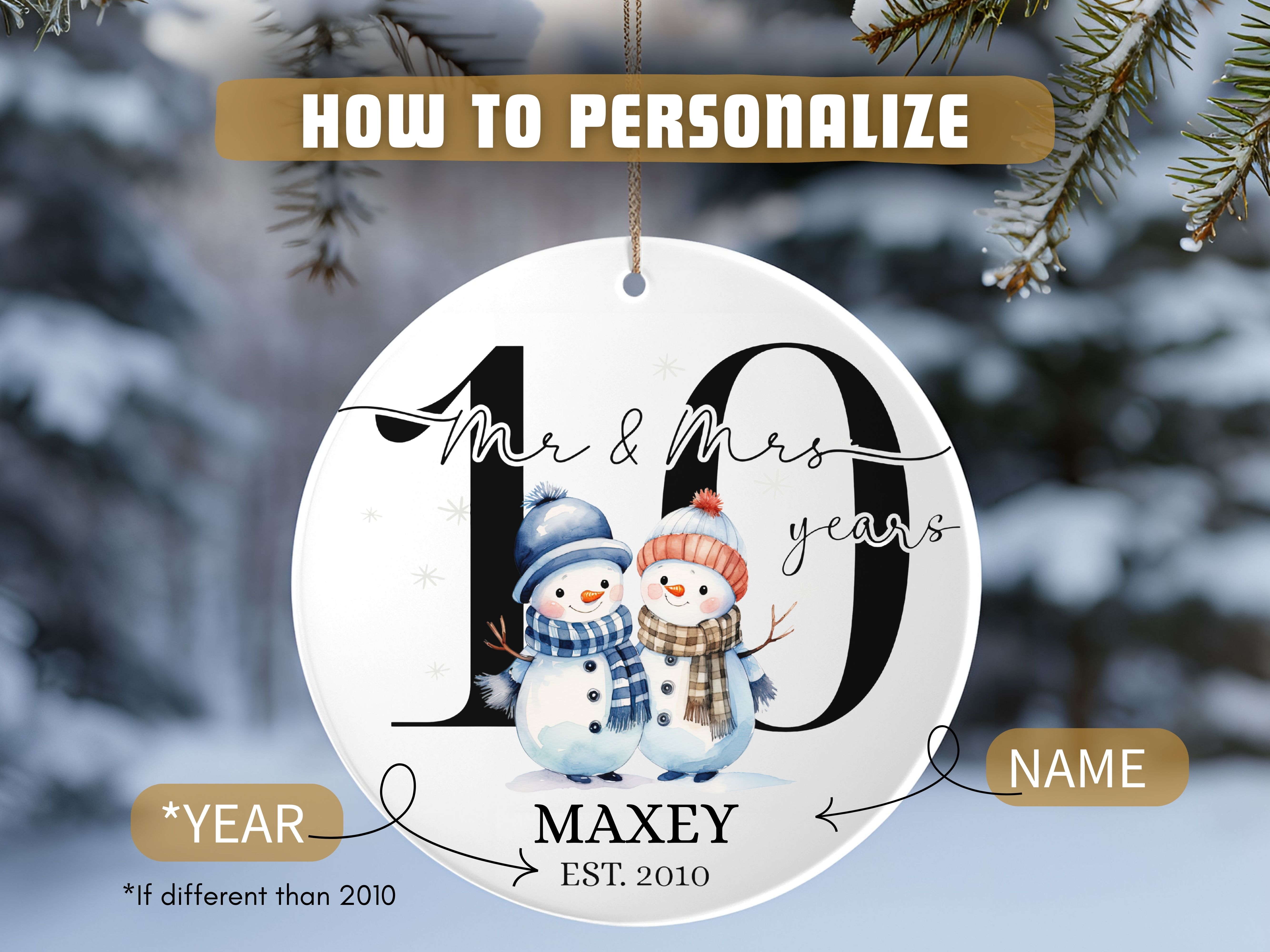Married 10 Years Ornament, Perfect Gift for Couple's Anniversary, Family Keepsake, 10 years Wed Ornament, 2010 product thumbnail image