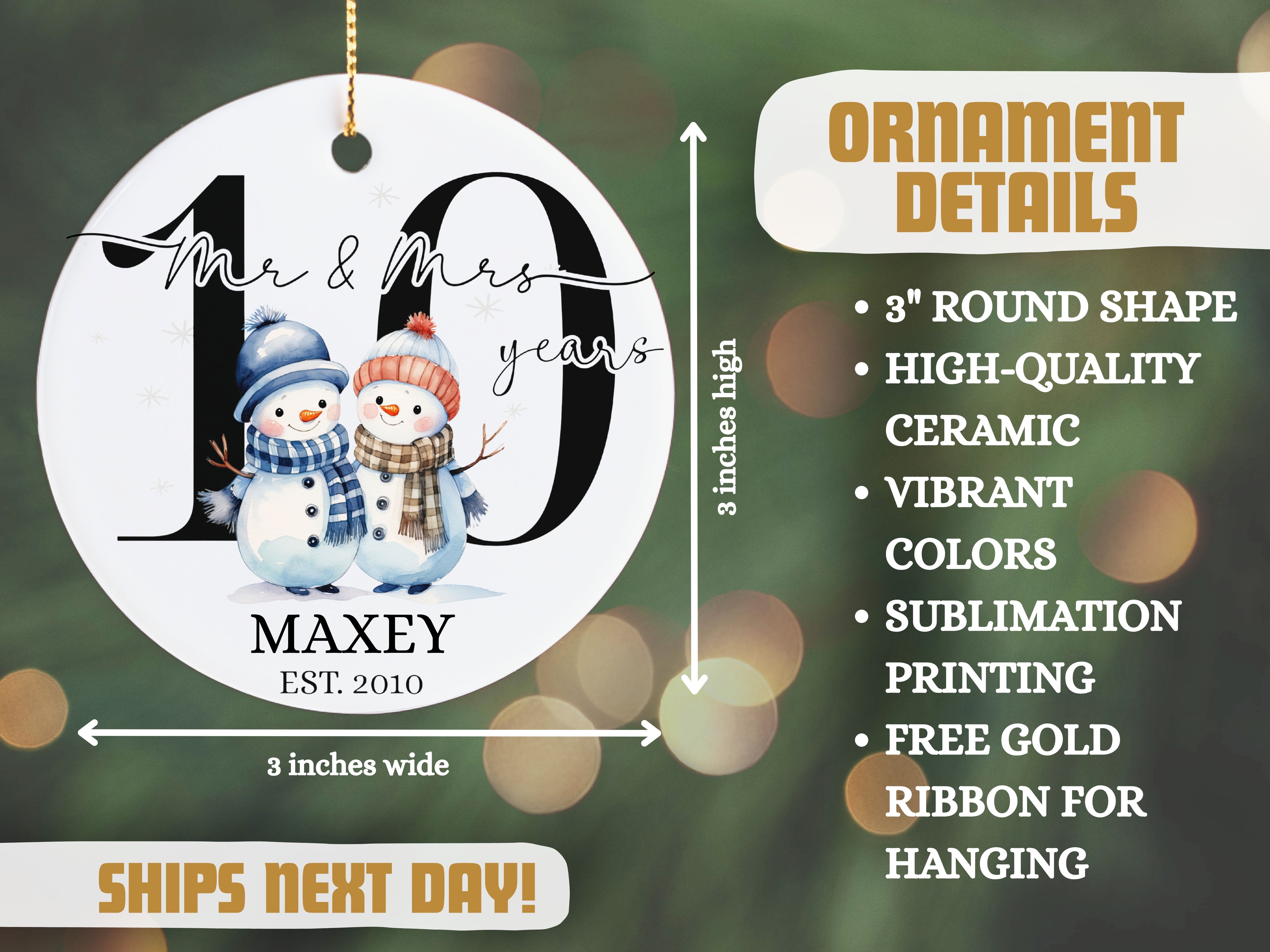 Married 10 Years Ornament, Perfect Gift for Couple's Anniversary, Family Keepsake, 10 years Wed Ornament, 2010 product thumbnail image Married 10 Years Ornament, Perfect Gift for Couple's Anniversary, Family Keepsake, 10 years Wed Ornament, 2010 product thumbnail image