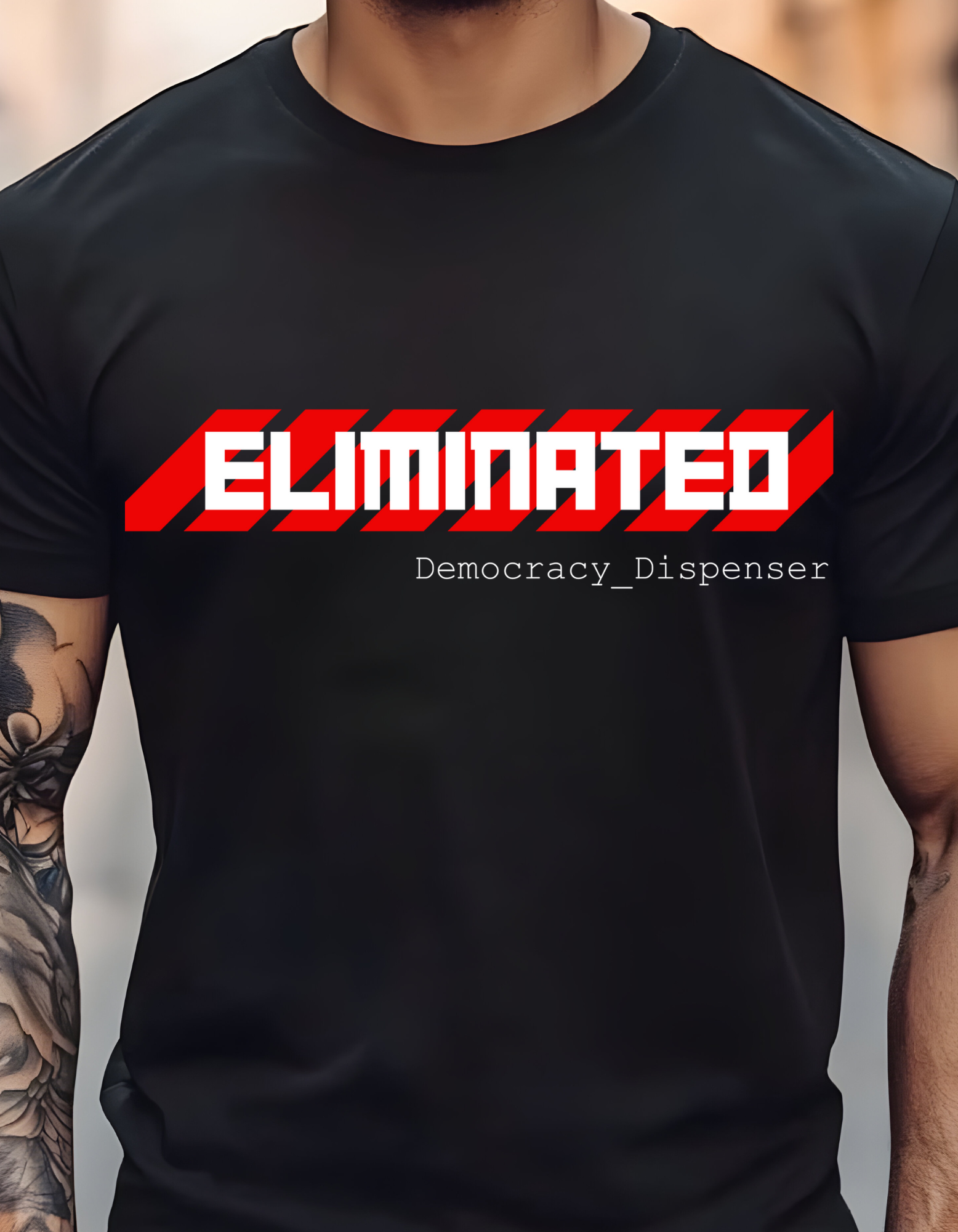 Men's Eliminated Tee, Gaming Tee, Democracy Dispenser