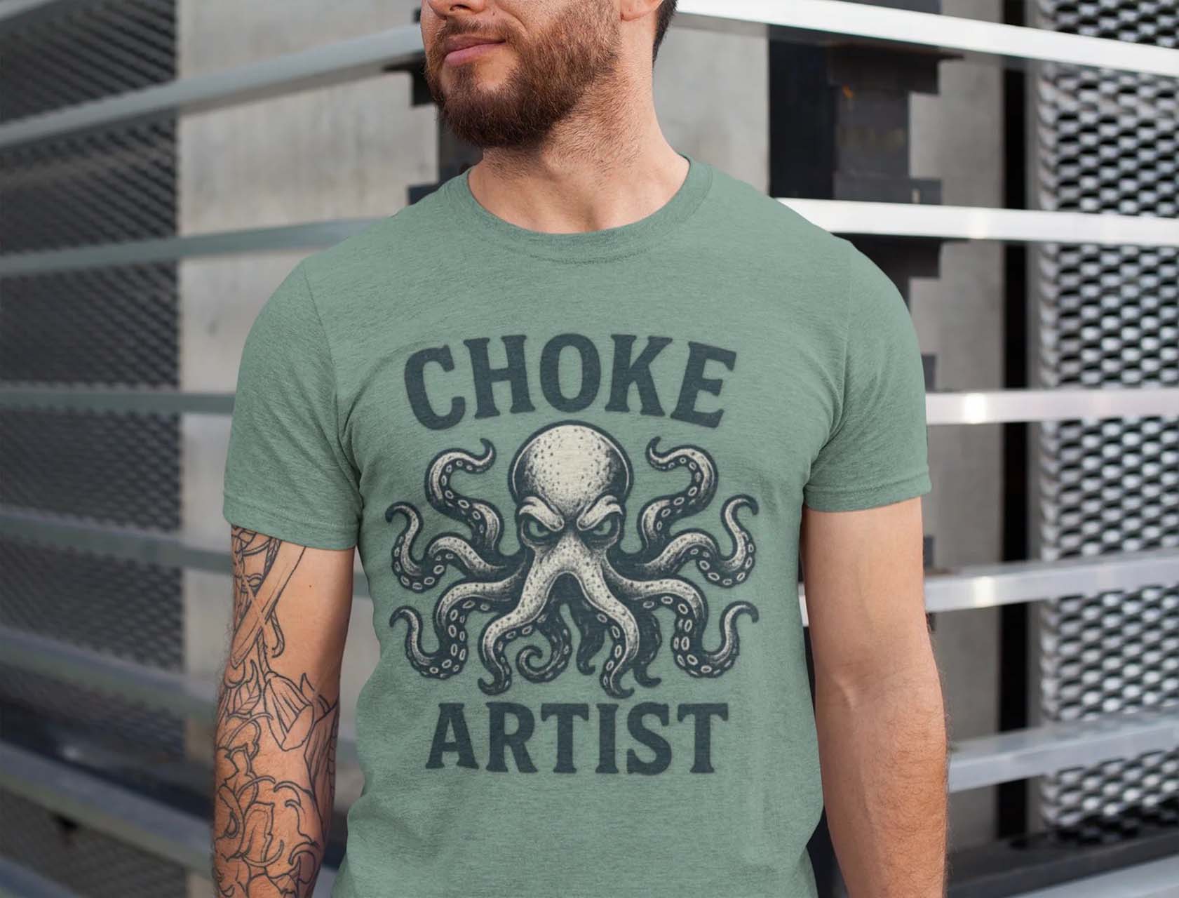 Choke Artist Octopus BJJ Men/Unisex T-Shirt product thumbnail image Choke Artist Octopus BJJ Men/Unisex T-Shirt product thumbnail image
