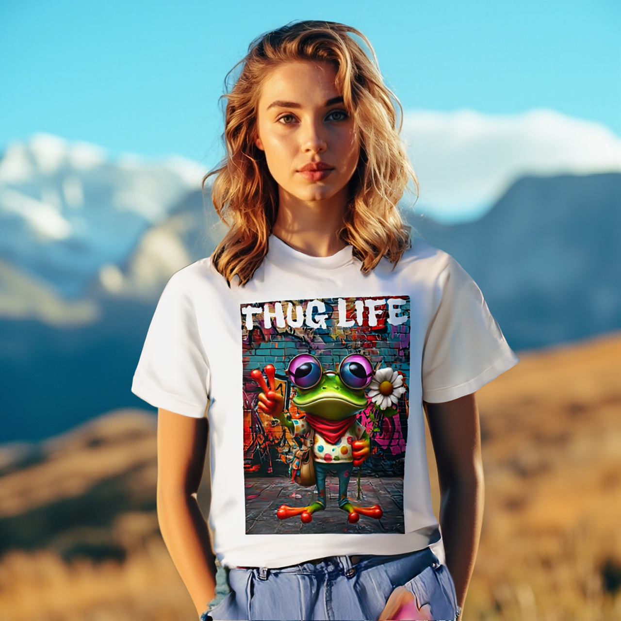 Thug Life Hippie Frog Tee product thumbnail image