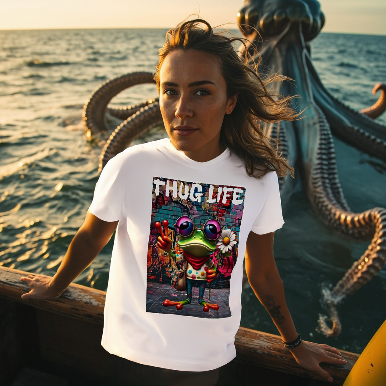 Thug Life Hippie Frog Tee product thumbnail image