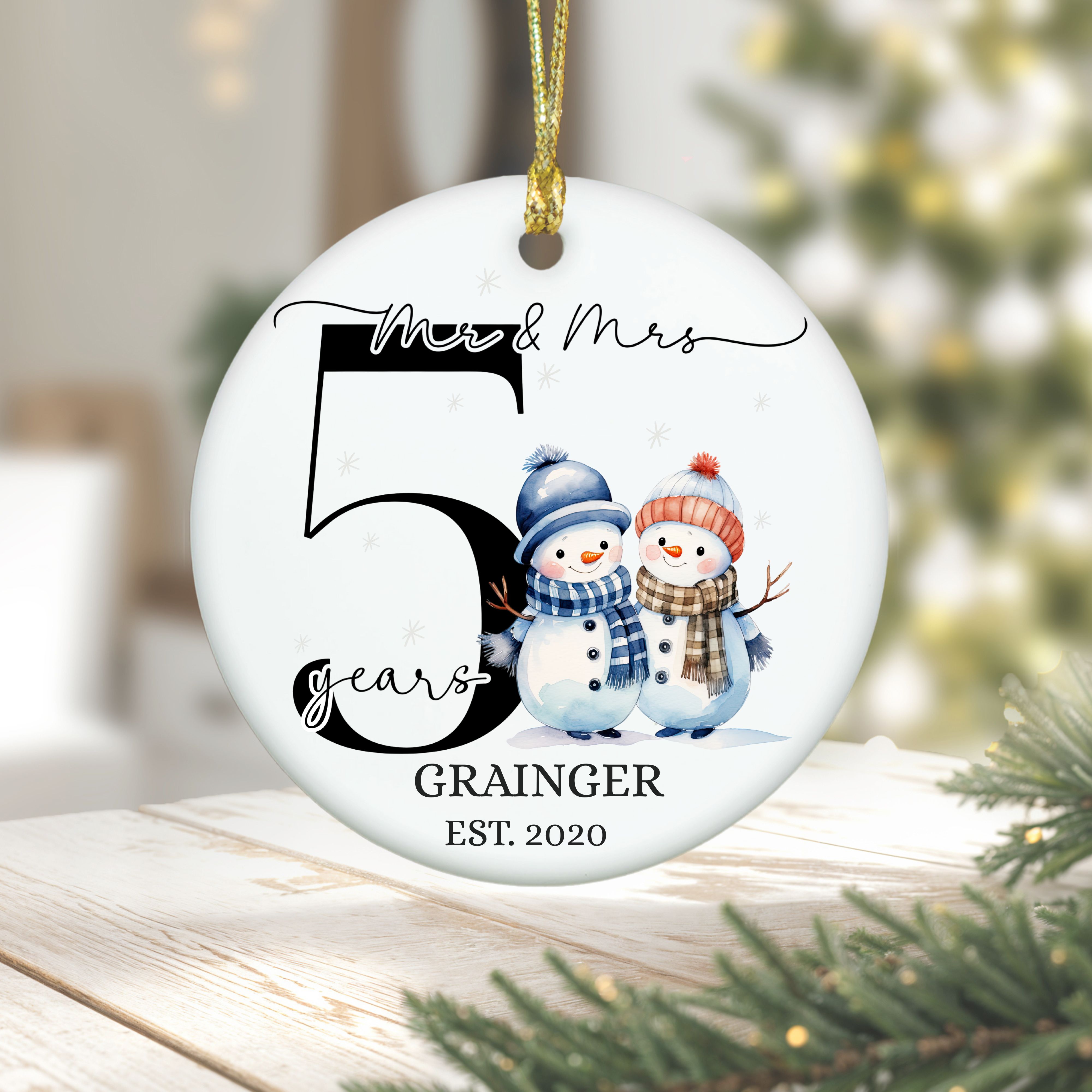 Married 5 Years Ornament, Perfect Gift for Couple's Anniversary, Family Keepsake, 5 years Wed Ornament, 2020 product thumbnail image Married 5 Years Ornament, Perfect Gift for Couple's Anniversary, Family Keepsake, 5 years Wed Ornament, 2020 product thumbnail image