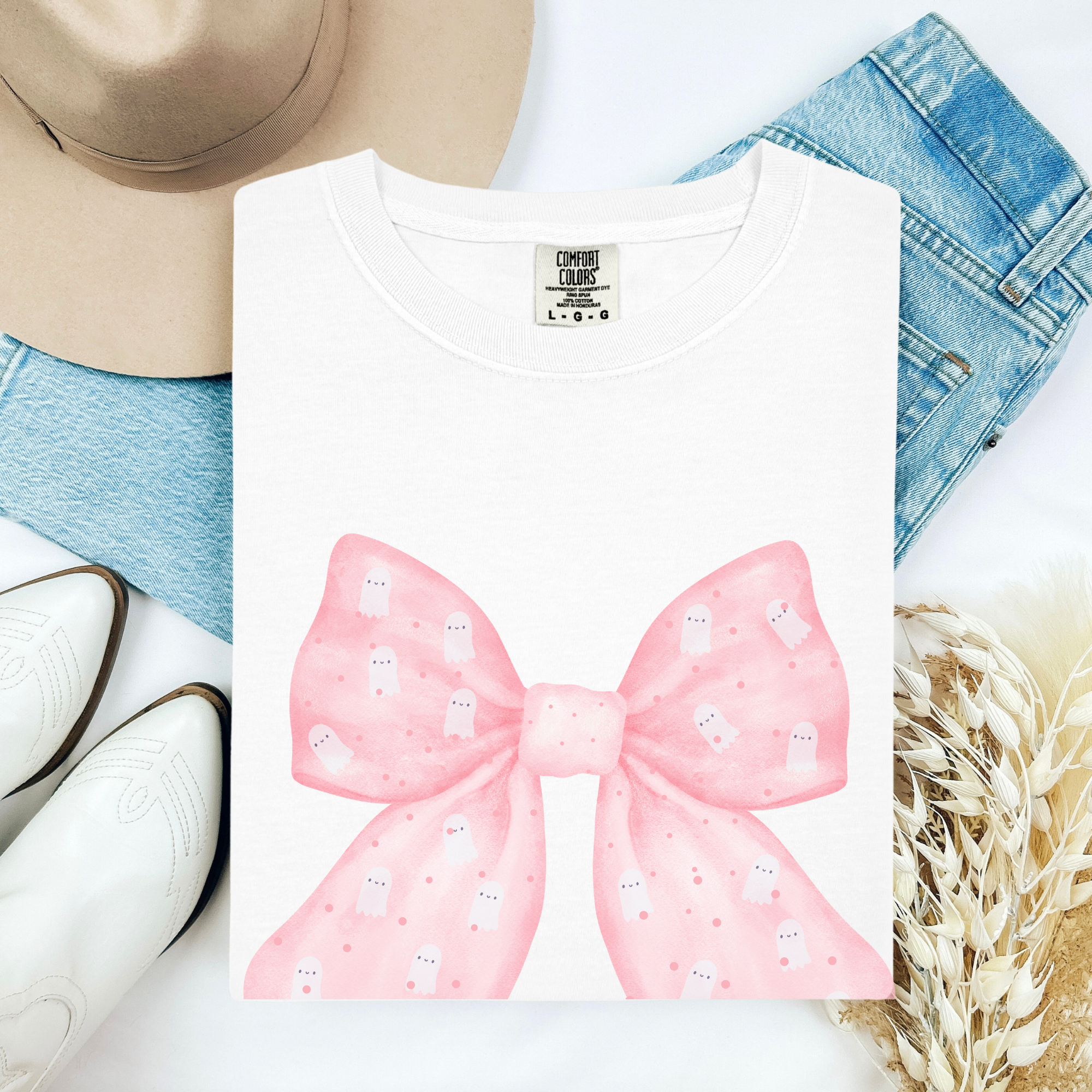 Ghostly Pink Bow T-shirt product thumbnail image Ghostly Pink Bow T-shirt product thumbnail image