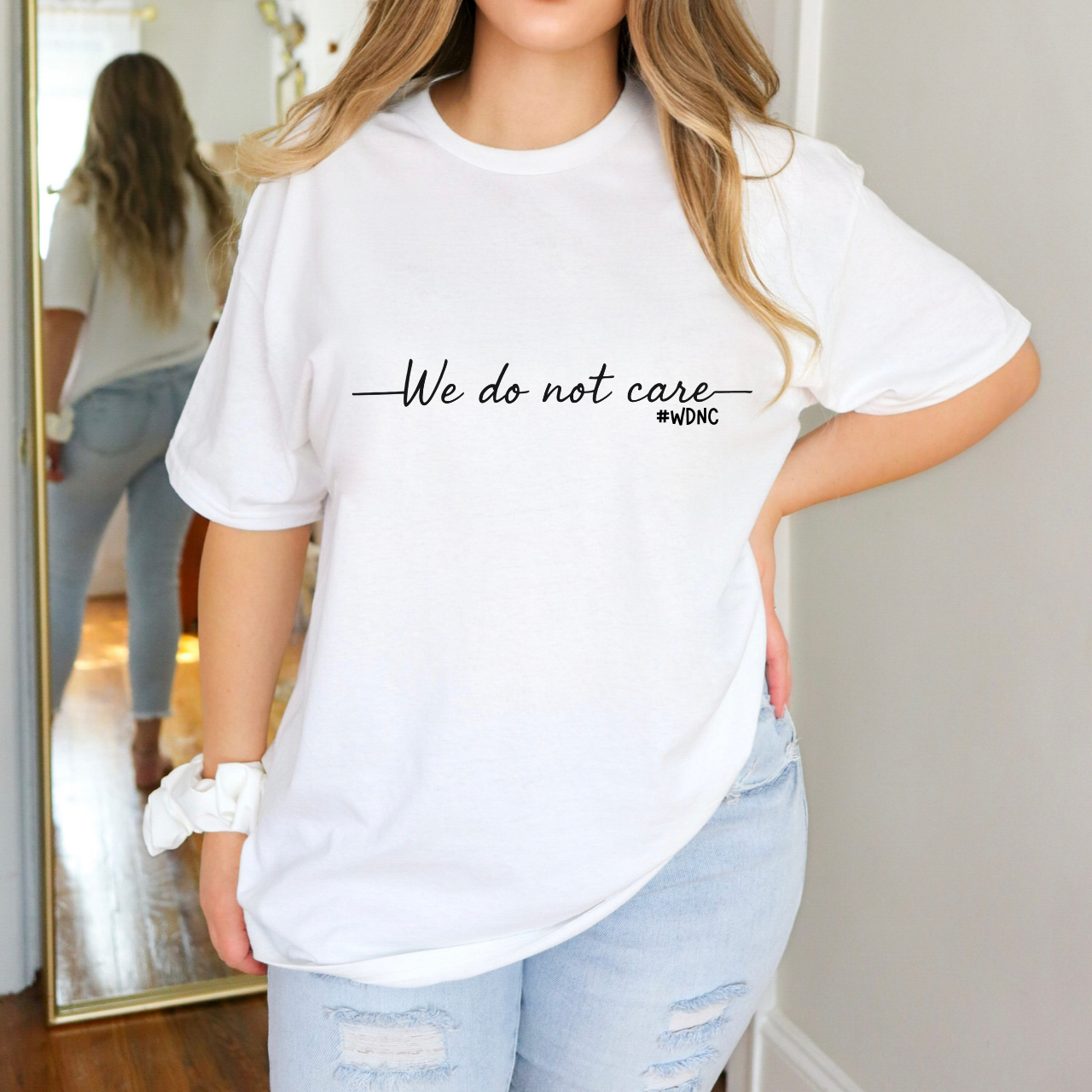 WDNC Shirt Cotton Tee - "We Do Not Care" - Casual Humor Shirt for Everyday Wear, Gift for Friends, Chill Vibes product thumbnail image WDNC Shirt Cotton Tee - "We Do Not Care" - Casual Humor Shirt for Everyday Wear, Gift for Friends, Chill Vibes product thumbnail image