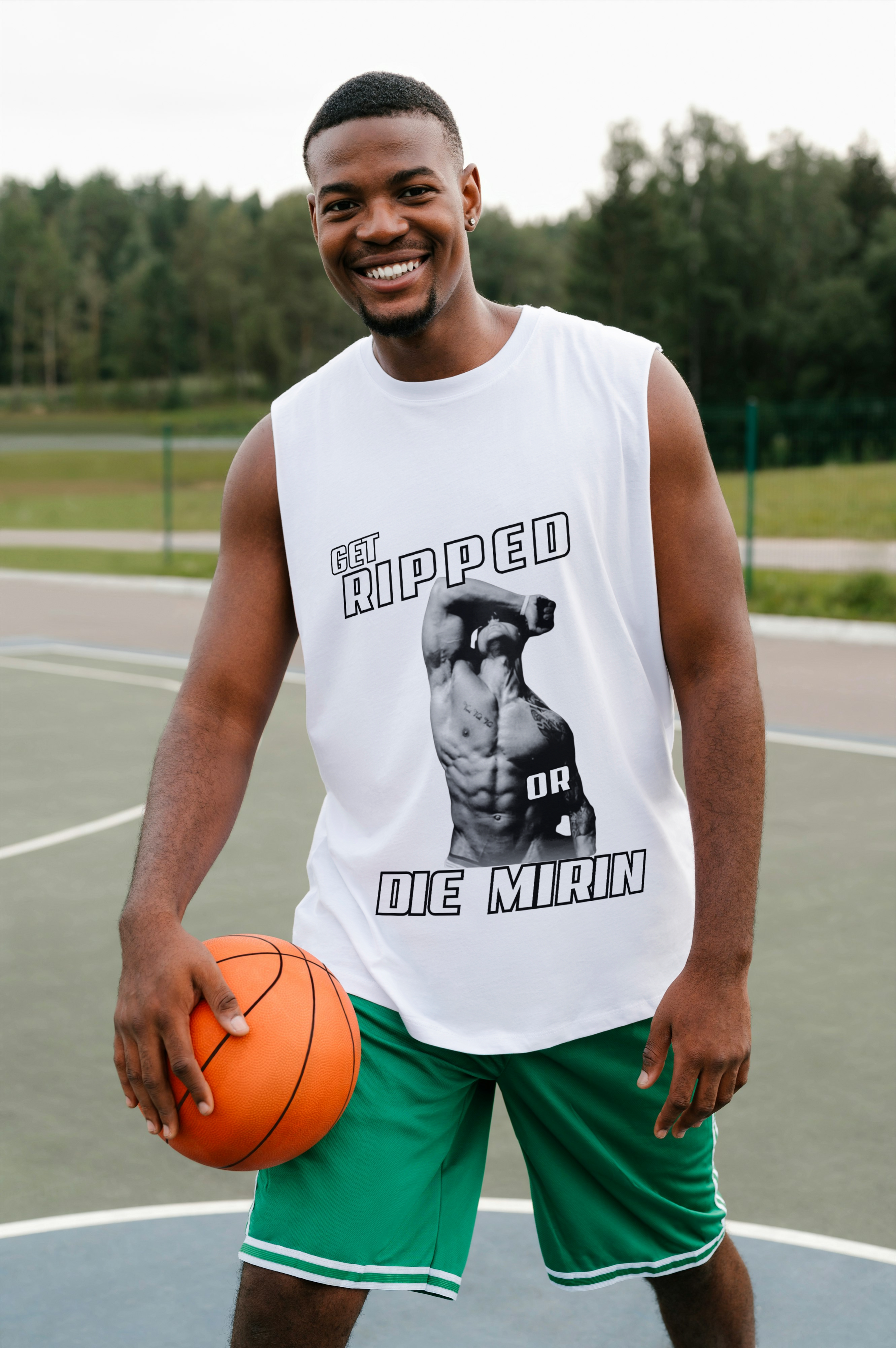  Tank Top Men-Get Ripped or Die Mirin , Fitness Apparel, Gym Outfit, Workout Top, Summer Sportswear, Activewear product thumbnail image