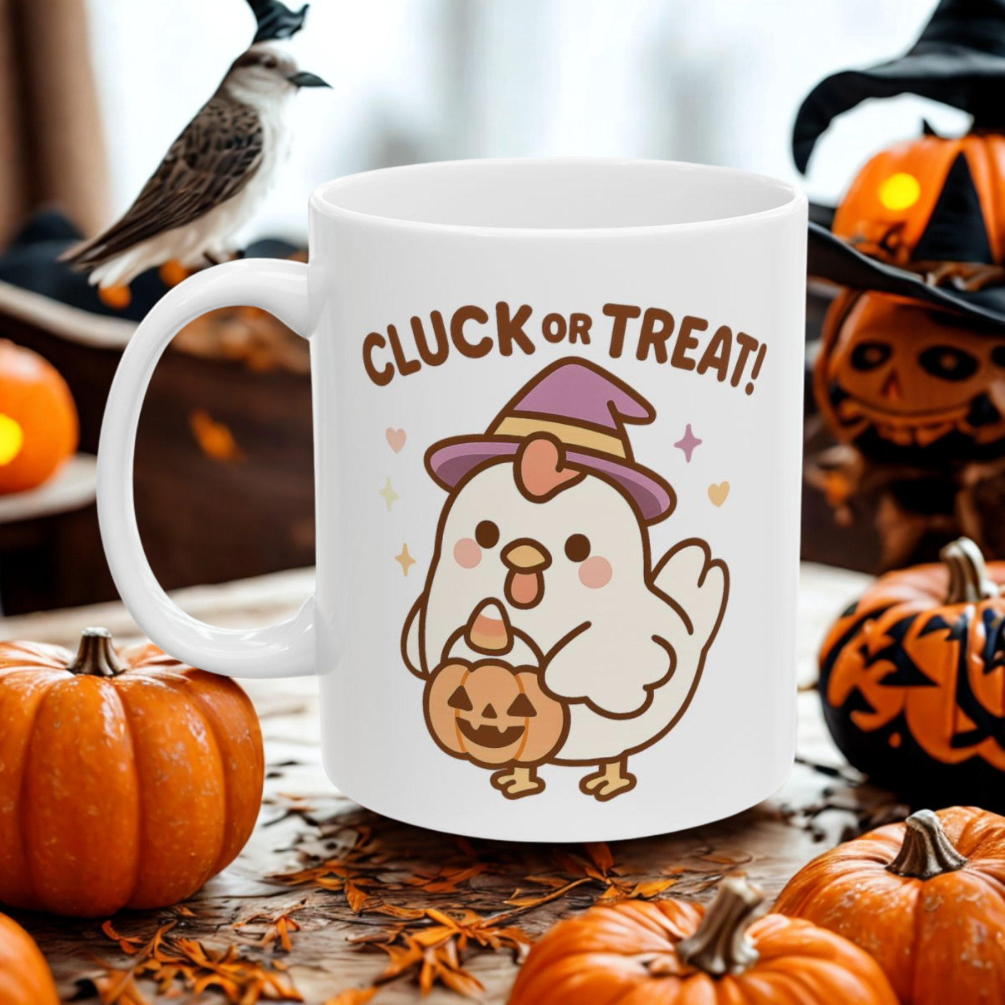 Cluck or Treat Halloween Chicken Mug Cute Witch Chicken Coffee Cup, Funny Fall Gift, Spooky Season Ceramic Mug product thumbnail image Cluck or Treat Halloween Chicken Mug Cute Witch Chicken Coffee Cup, Funny Fall Gift, Spooky Season Ceramic Mug product thumbnail image