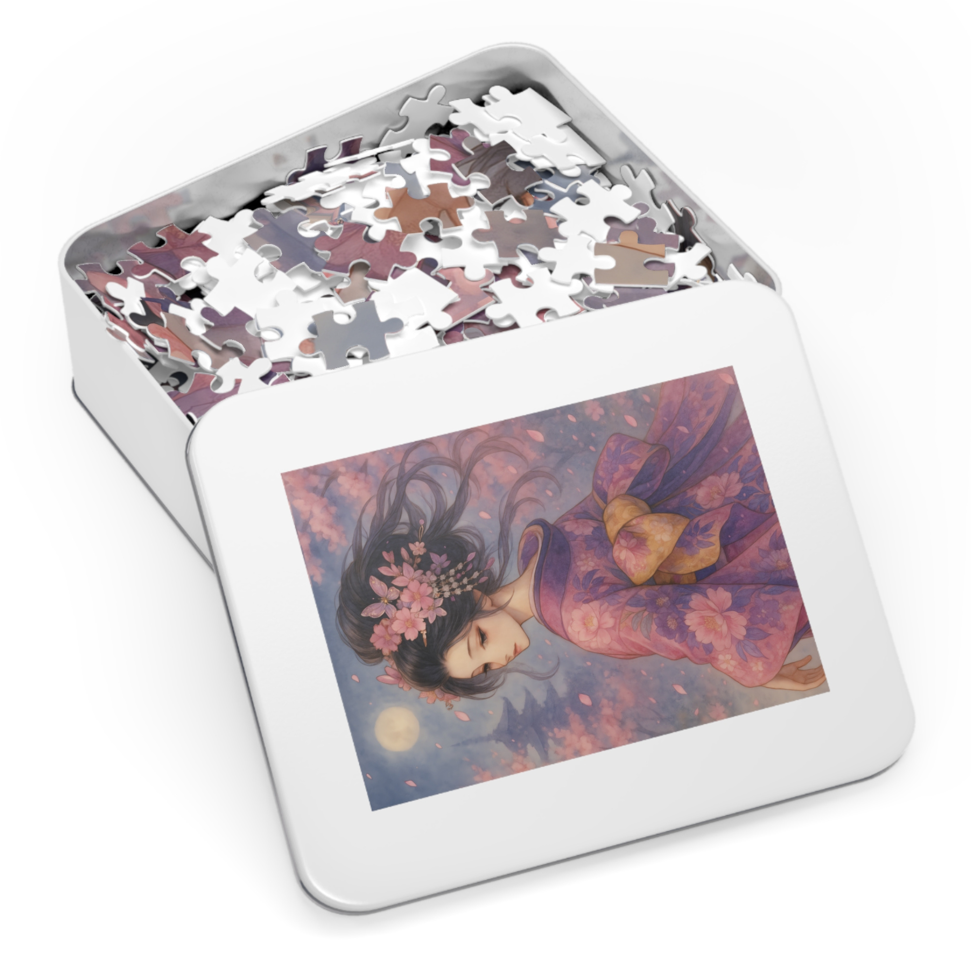 Lavender Reverie Cherry Blossom Path under the Full Moon : A Japanese Art Puzzle by SakuraWaStyle product thumbnail image