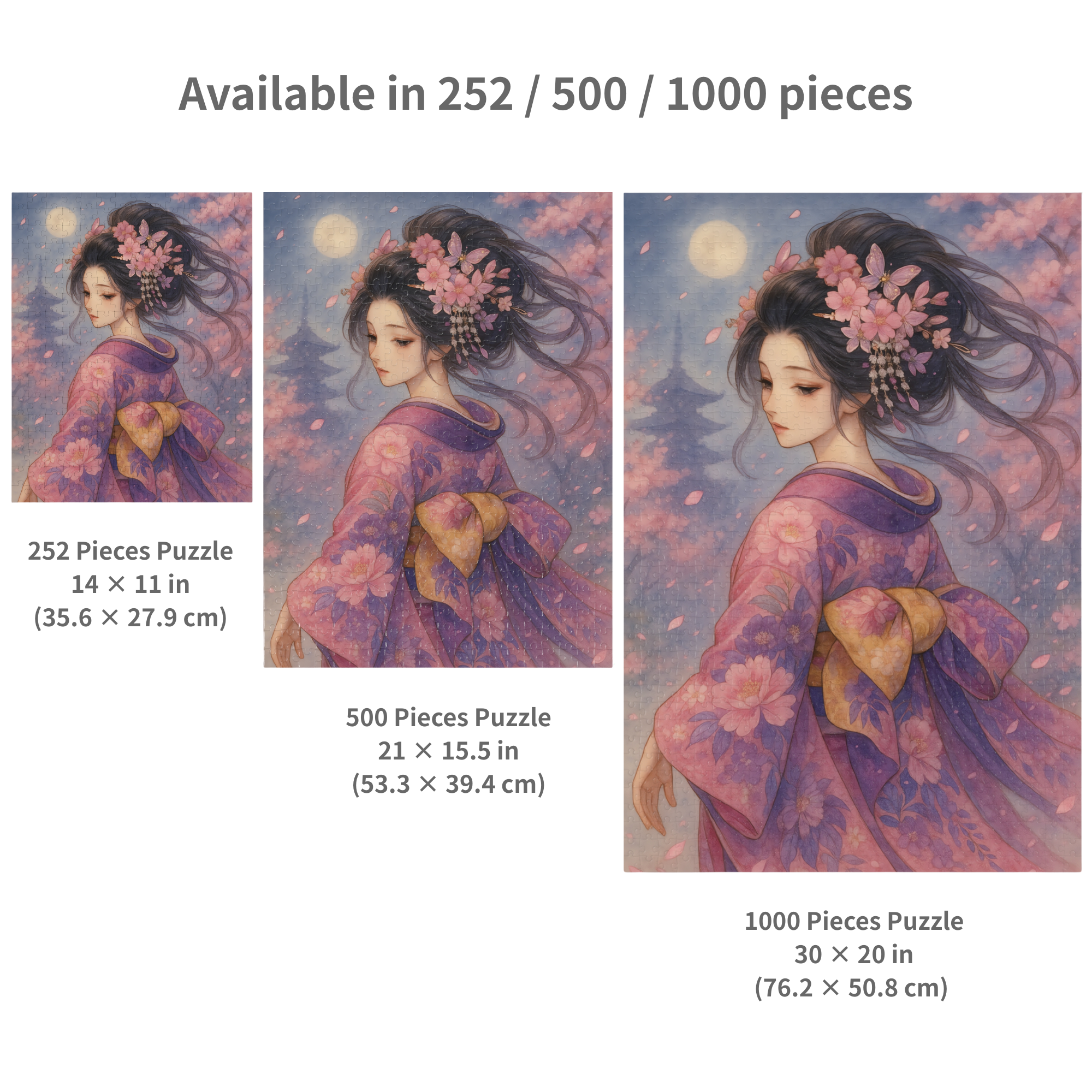 Lavender Reverie Cherry Blossom Path under the Full Moon : A Japanese Art Puzzle by SakuraWaStyle product thumbnail image