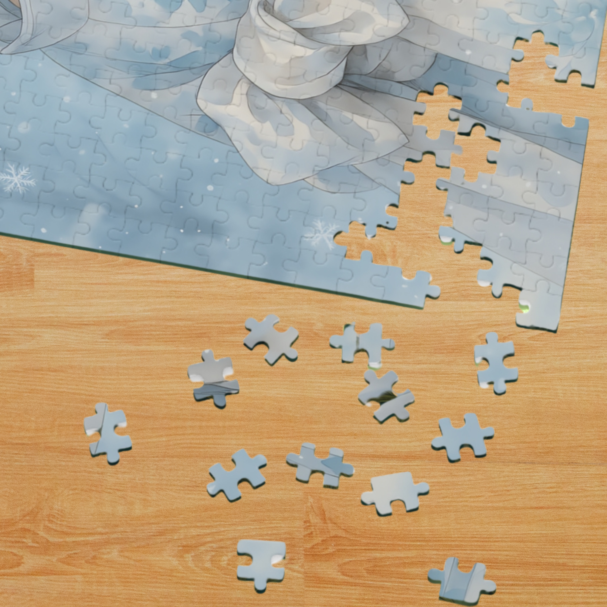 Silent Snow Geisha Puzzle – Japanese Winter Kimono Jigsaw – Watercolor Art Relaxing Gift – 252 / 500 / 1000 Pieces product thumbnail image