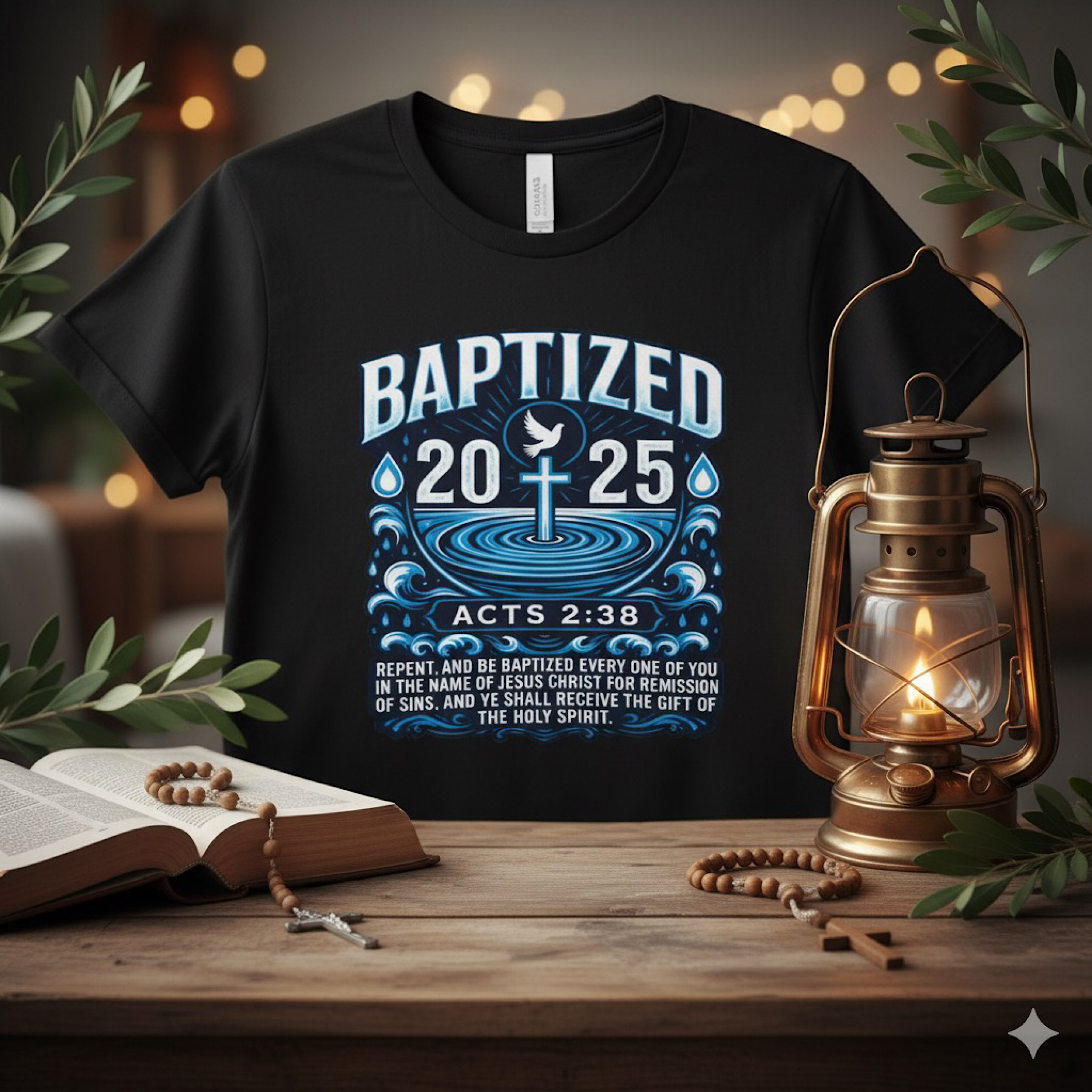 Baptized 2025 Christian T-Shirt God Acts 2:38 Bible Verse Religious Faith Tee Baptized 2025 Christian T-Shirt God Acts 2:38 Bible Verse Religious Faith Tee