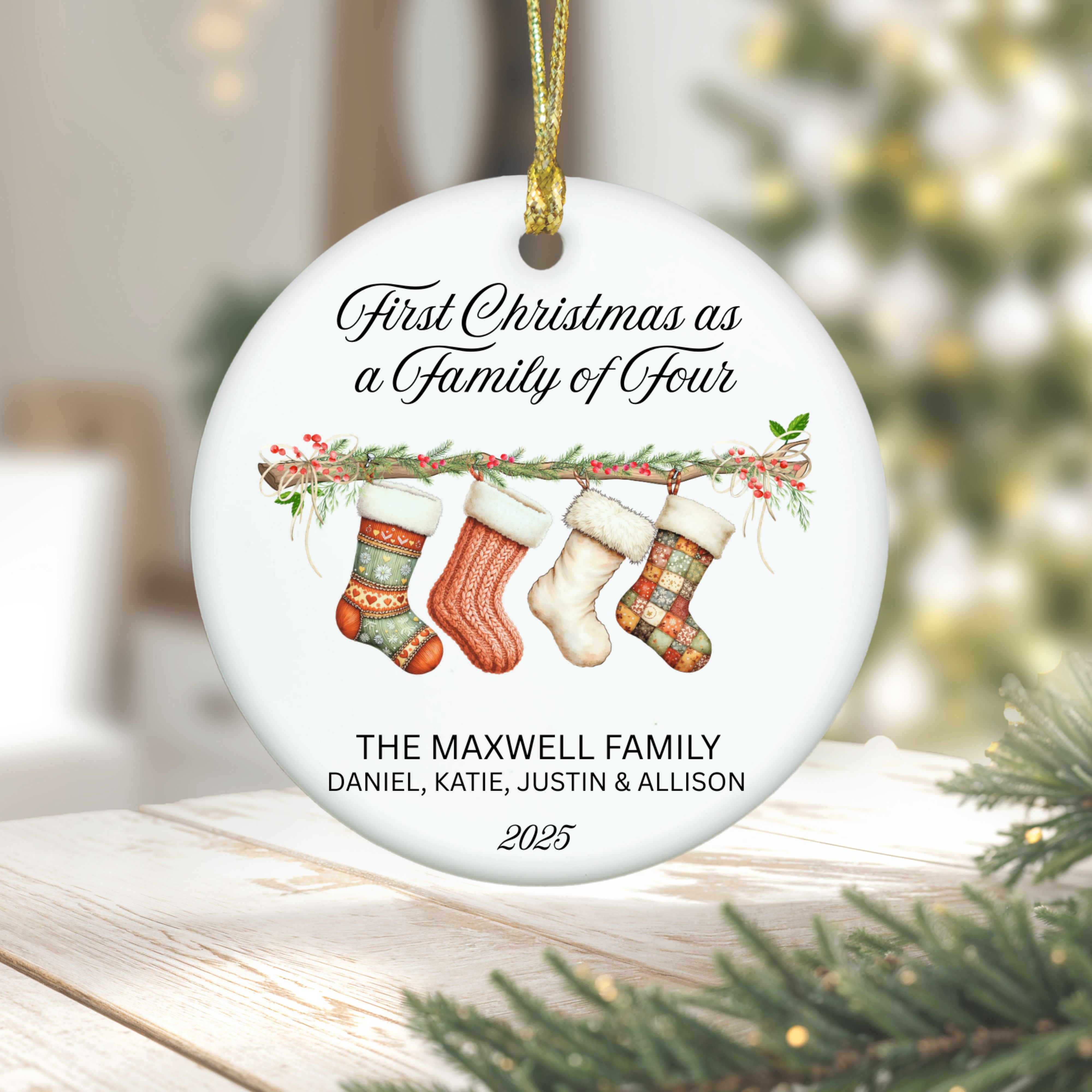 1st Christmas as a Family of Four Ornament, Family Heirloom Ornament, First Christmas Keepsake, Gift for New Parents, Holiday Memories product thumbnail image 1st Christmas as a Family of Four Ornament, Family Heirloom Ornament, First Christmas Keepsake, Gift for New Parents, Holiday Memories product thumbnail image