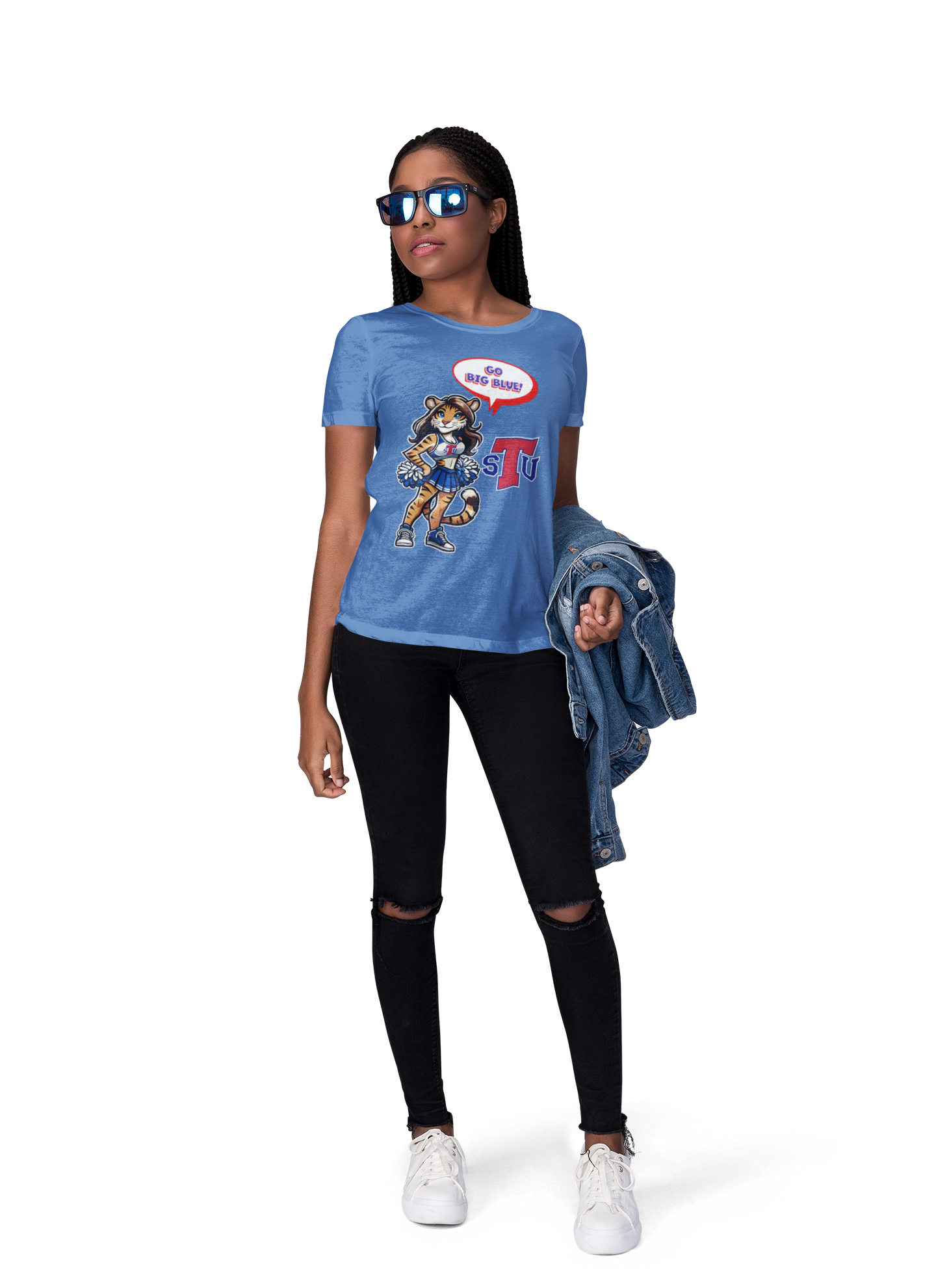 Cheerleader Triblend Tee, Fun Retro Shirt, Sports Fan Top, College Apparel, Cute Graphic Tee, Gift for Her product thumbnail image