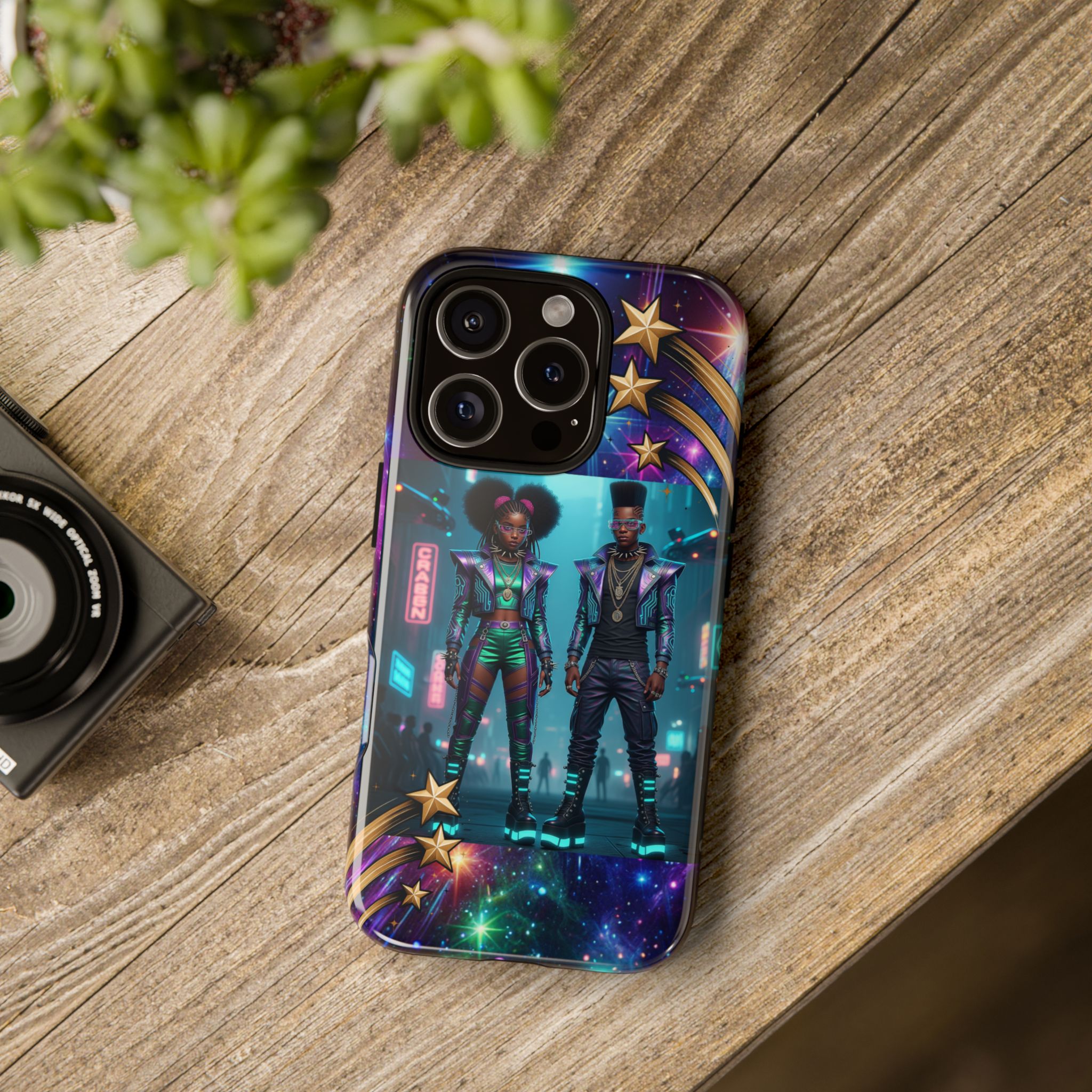 Vibrant Phone Case, Neon Galaxy Case, Retro Art Cover, Stylish Smartphone Protection, Unique Gift for Gamers and Kids