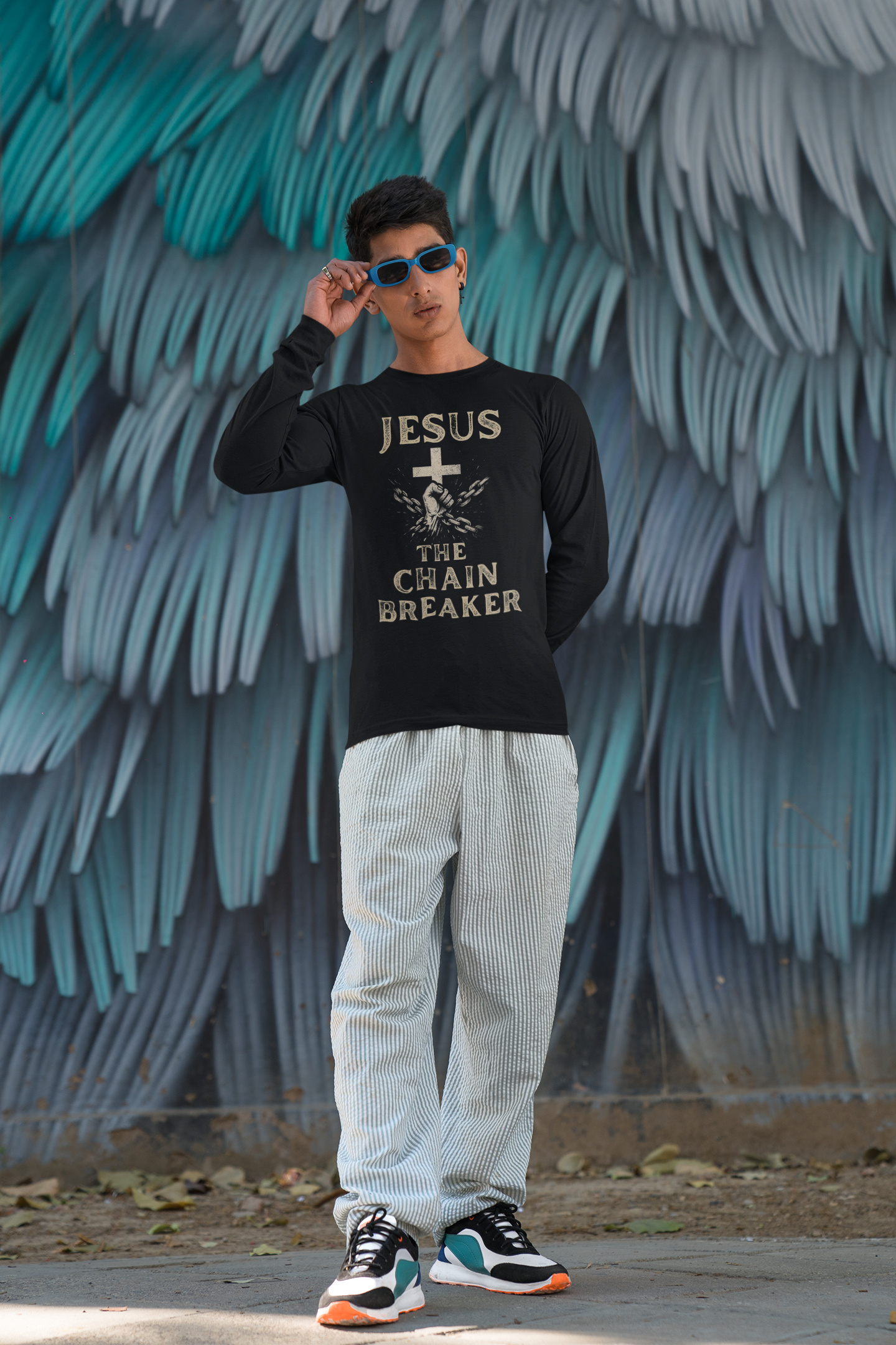 Jesus The Chain Breaker Long Sleeve Tee | Unisex Cotton Shirt for Faith, Easter, Christian Gifts, Uplifting Message, Inspired Apparel