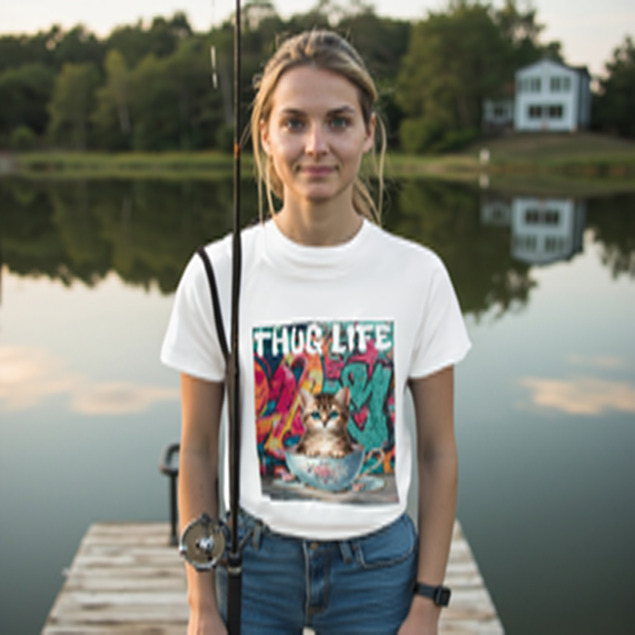 Kitten in a Teacup Thug Life T-Shirt product thumbnail image