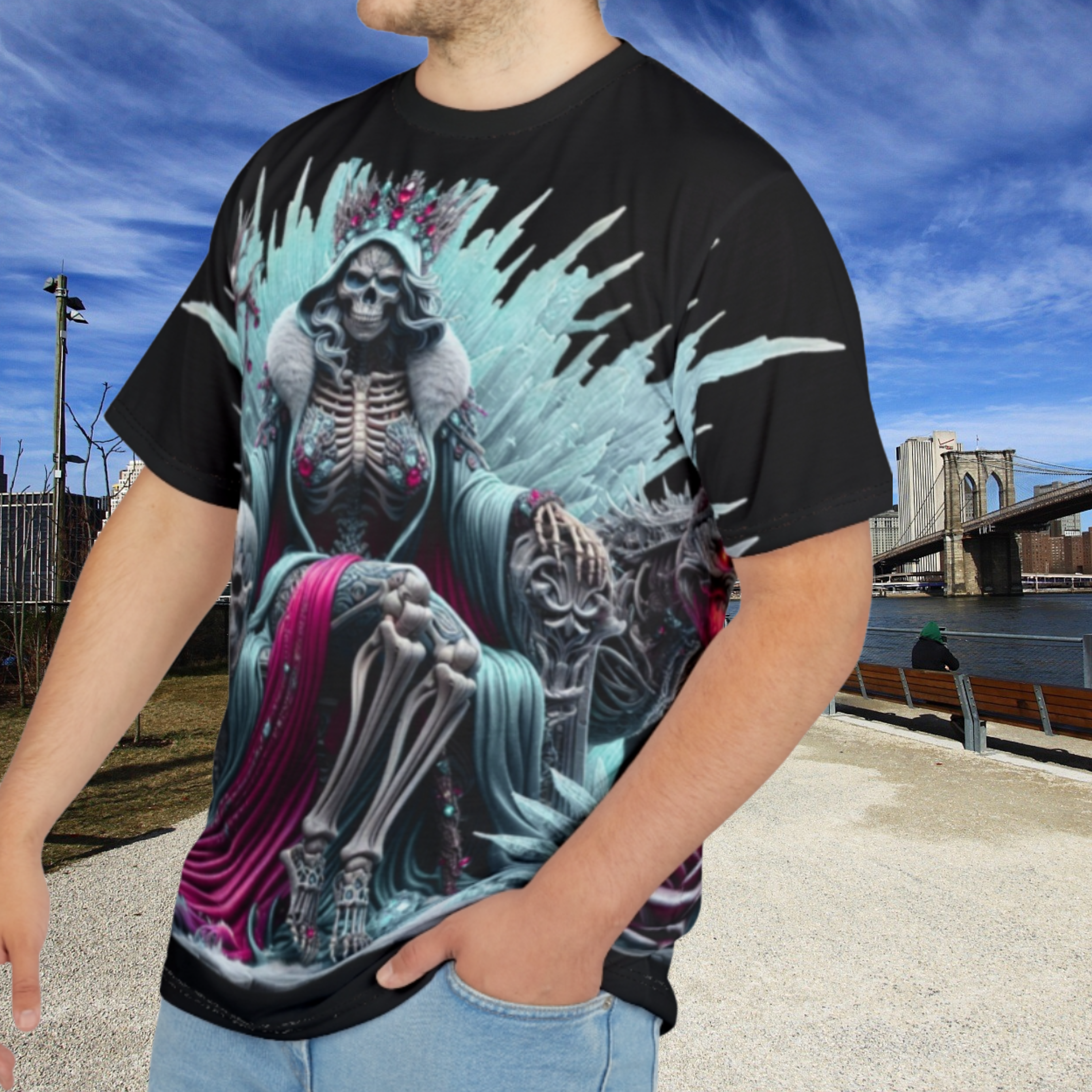 Gothic Skull Queen Tee, Edgy Graphic T-Shirt for Halloween, Alternative Fashion, Unisex Casual Wear, Unique Gift Idea product thumbnail image