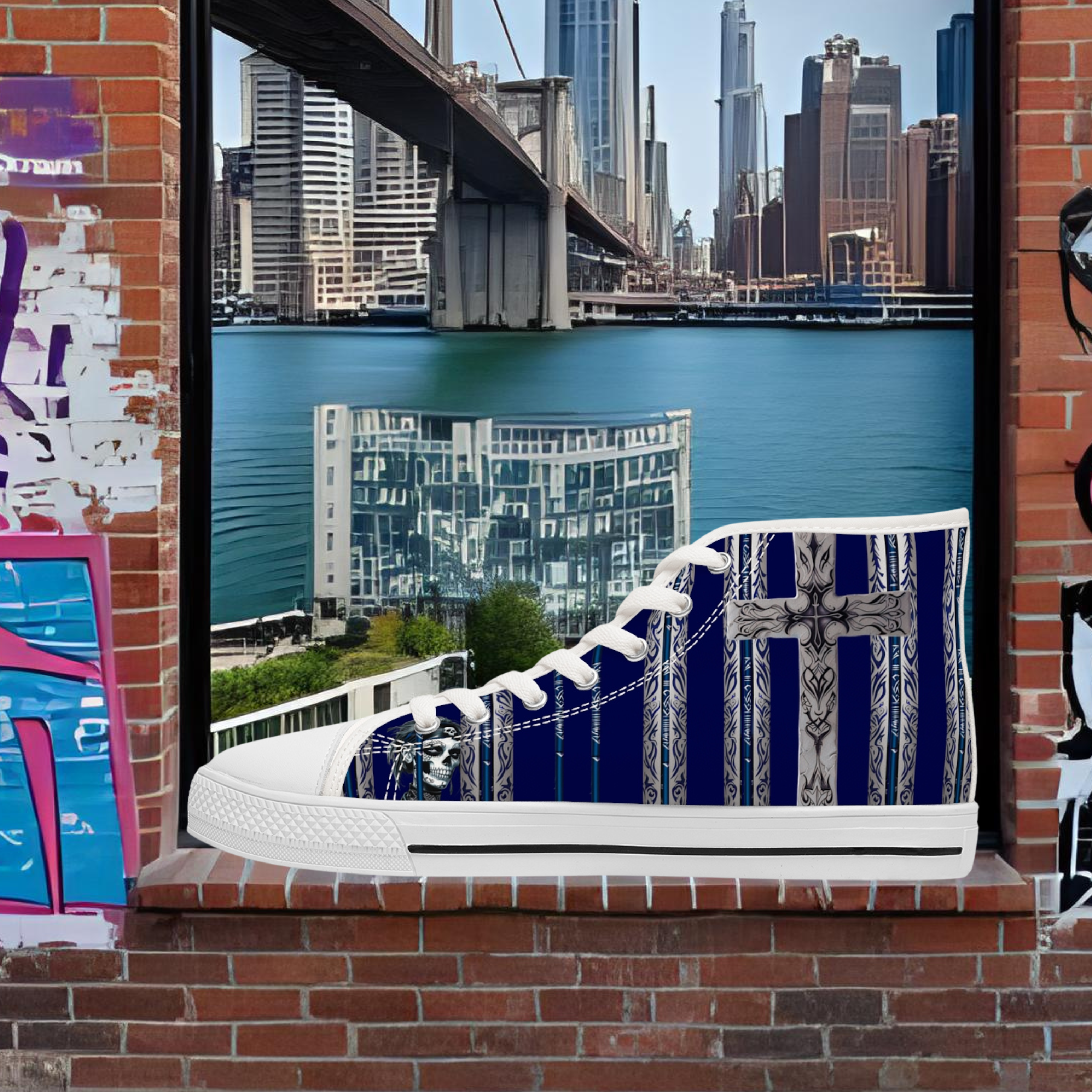 Vibrant High Top Sneakers, Trendy Women's Sneakers, Colorful Casual Shoes, Unique Art Sneakers, Stylish High Tops, Creative Footwear product thumbnail image