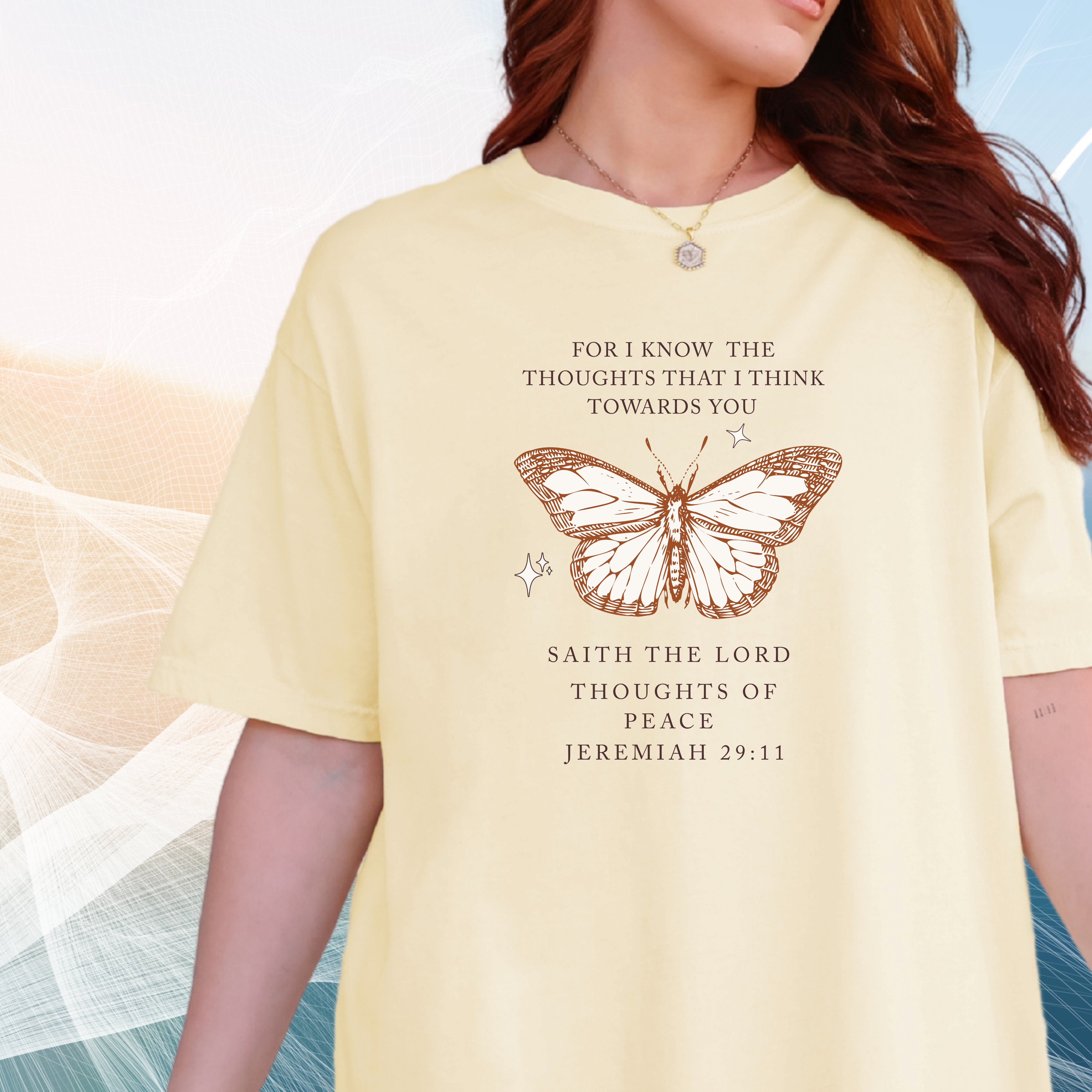 Bohemian Butterfly Tee ,Jeremiah 29:11 Bible Verse Shirt | Nature Lover Christian T-Shirt | For I Know the Plans product thumbnail image Bohemian Butterfly Tee ,Jeremiah 29:11 Bible Verse Shirt | Nature Lover Christian T-Shirt | For I Know the Plans product thumbnail image