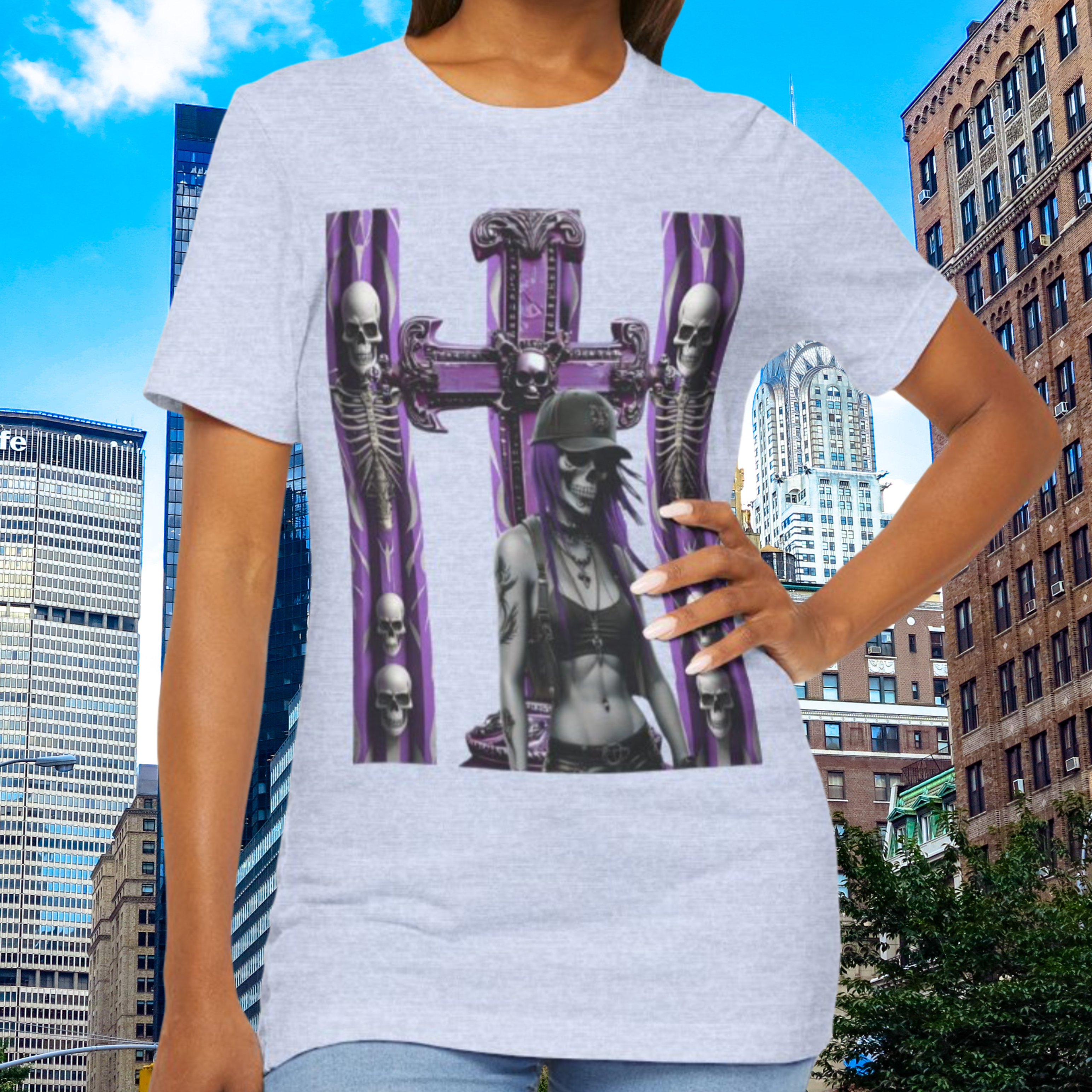 Gothic Graphic Tee, Alternative Fashion T-Shirt, Edgy Streetwear, Halloween Outfit, Skeleton Art Shirt, Unisex Gothic Tee product thumbnail image