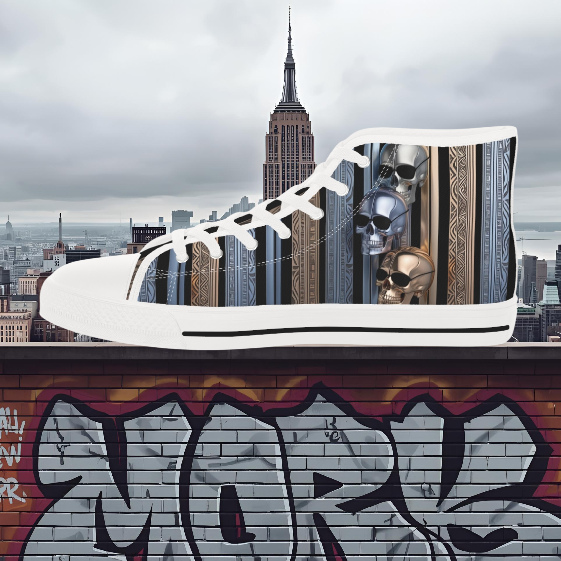 Stylish Skull High Top Sneakers for Men | Urban Fashion, Unique Gift, Streetwear, Casual Footwear, Trendy Sneakers product thumbnail image