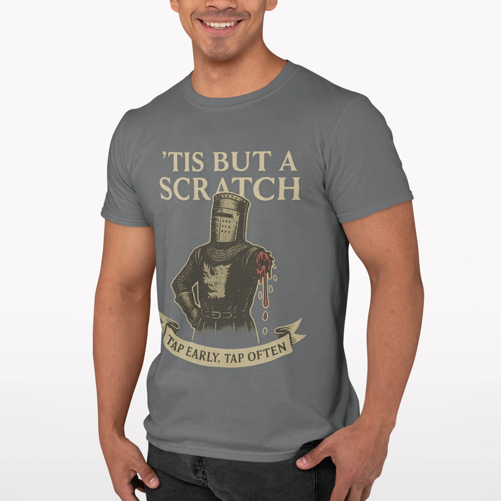 'Tis But a Scratch Black Knight BJJ Men/Unisex T-Shirt product thumbnail image 'Tis But a Scratch Black Knight BJJ Men/Unisex T-Shirt product thumbnail image