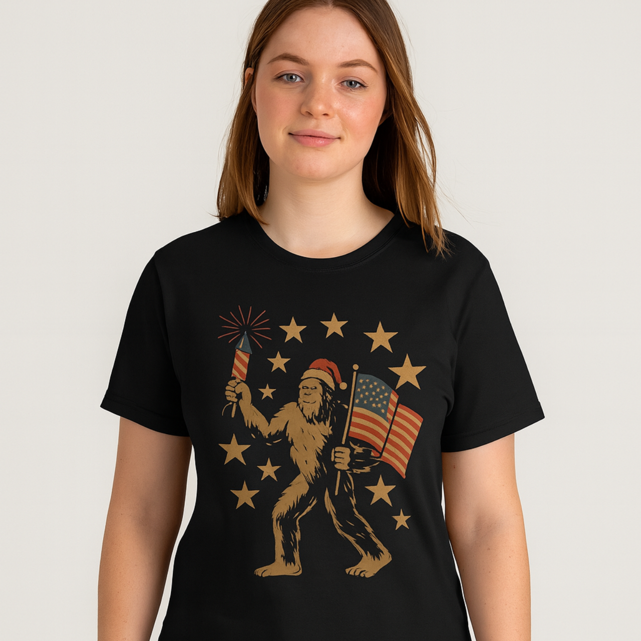 Bigfoot Independence Day T-Shirt, Unisex Summer Tee, Festival Wear, Gift for Outdoor Enthusiasts, BBQ Party Shirt, Patriotic Apparel