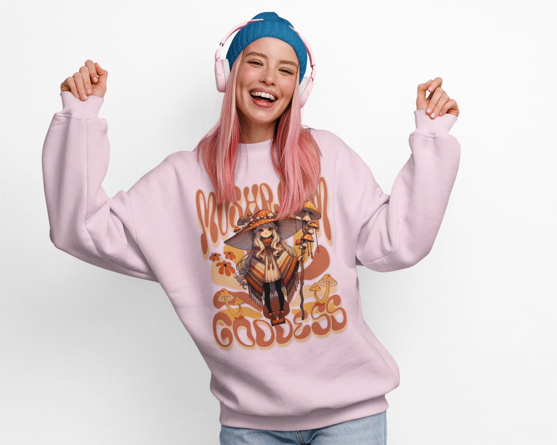 Mushroom Goddess Crewneck Sweatshirt - Cozy Unisex Pullover, Perfect for Fall, Boho Aesthetic, Festival Wear, Nature Lover Gift product thumbnail image Mushroom Goddess Crewneck Sweatshirt - Cozy Unisex Pullover, Perfect for Fall, Boho Aesthetic, Festival Wear, Nature Lover Gift product thumbnail image