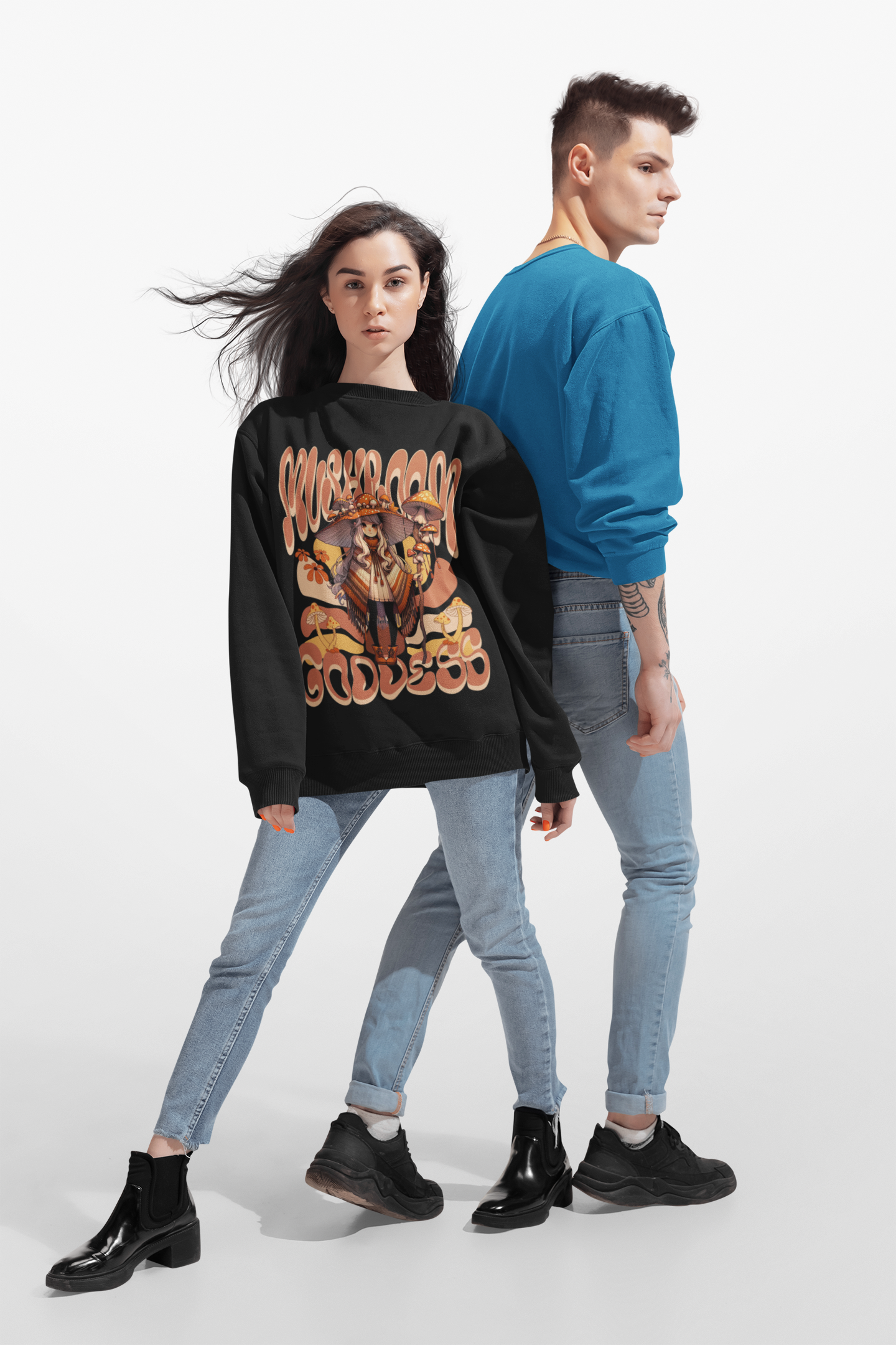 Mushroom Goddess Crewneck Sweatshirt - Cozy Unisex Pullover, Perfect for Fall, Boho Aesthetic, Festival Wear, Nature Lover Gift product thumbnail image Mushroom Goddess Crewneck Sweatshirt - Cozy Unisex Pullover, Perfect for Fall, Boho Aesthetic, Festival Wear, Nature Lover Gift product thumbnail image