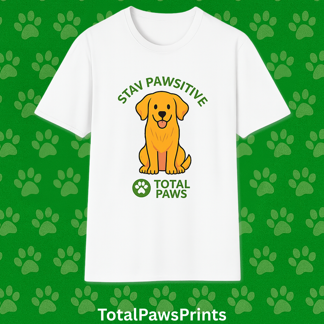 🐾 Stay Pawsitive – Golden Retriever Edition T-Shirt | Gildan 64000 Unisex Softstyle Tee product thumbnail image