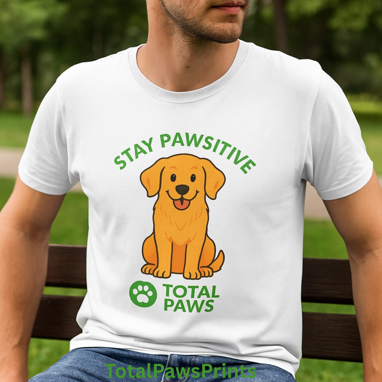 🐾 Stay Pawsitive – Golden Retriever Edition T-Shirt | Gildan 64000 Unisex Softstyle Tee product thumbnail image